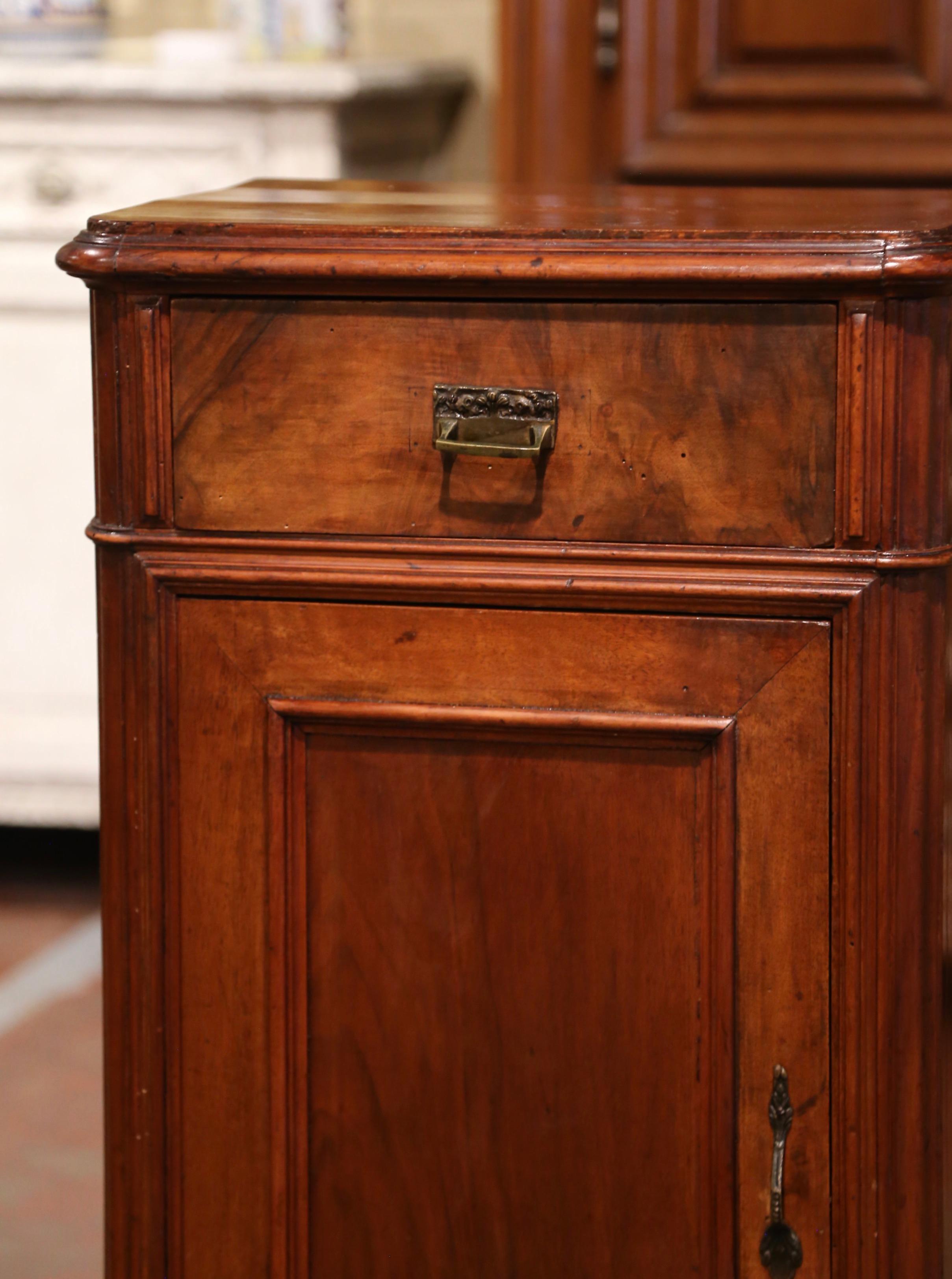 Hand-Carved 19th Century French Louis Philippe Carved Walnut Bedside Table Cabinet