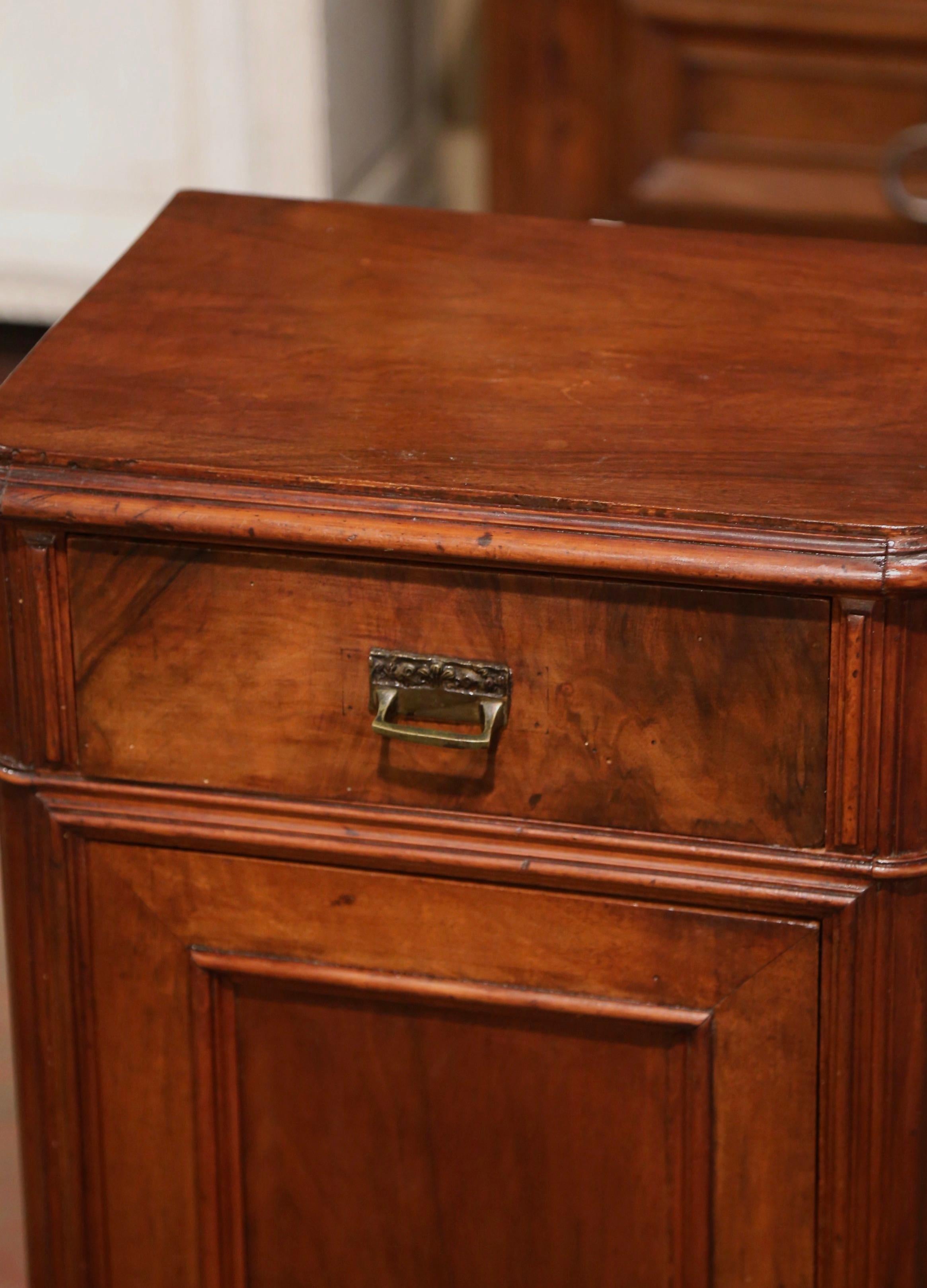 19th Century French Louis Philippe Carved Walnut Bedside Table Cabinet 2