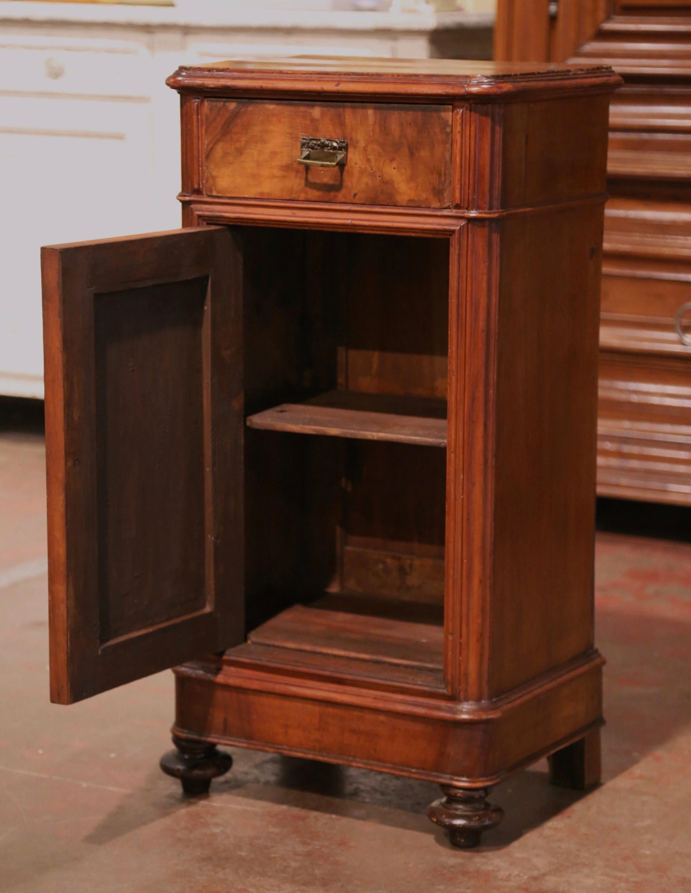 19th Century French Louis Philippe Carved Walnut Bedside Table Cabinet 3