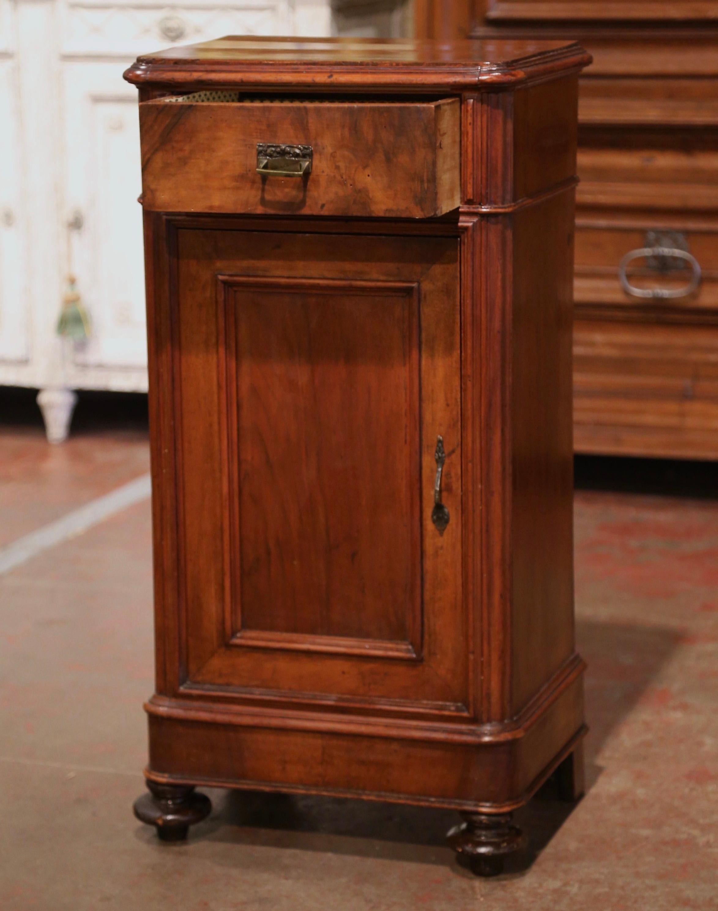 19th Century French Louis Philippe Carved Walnut Bedside Table Cabinet 5