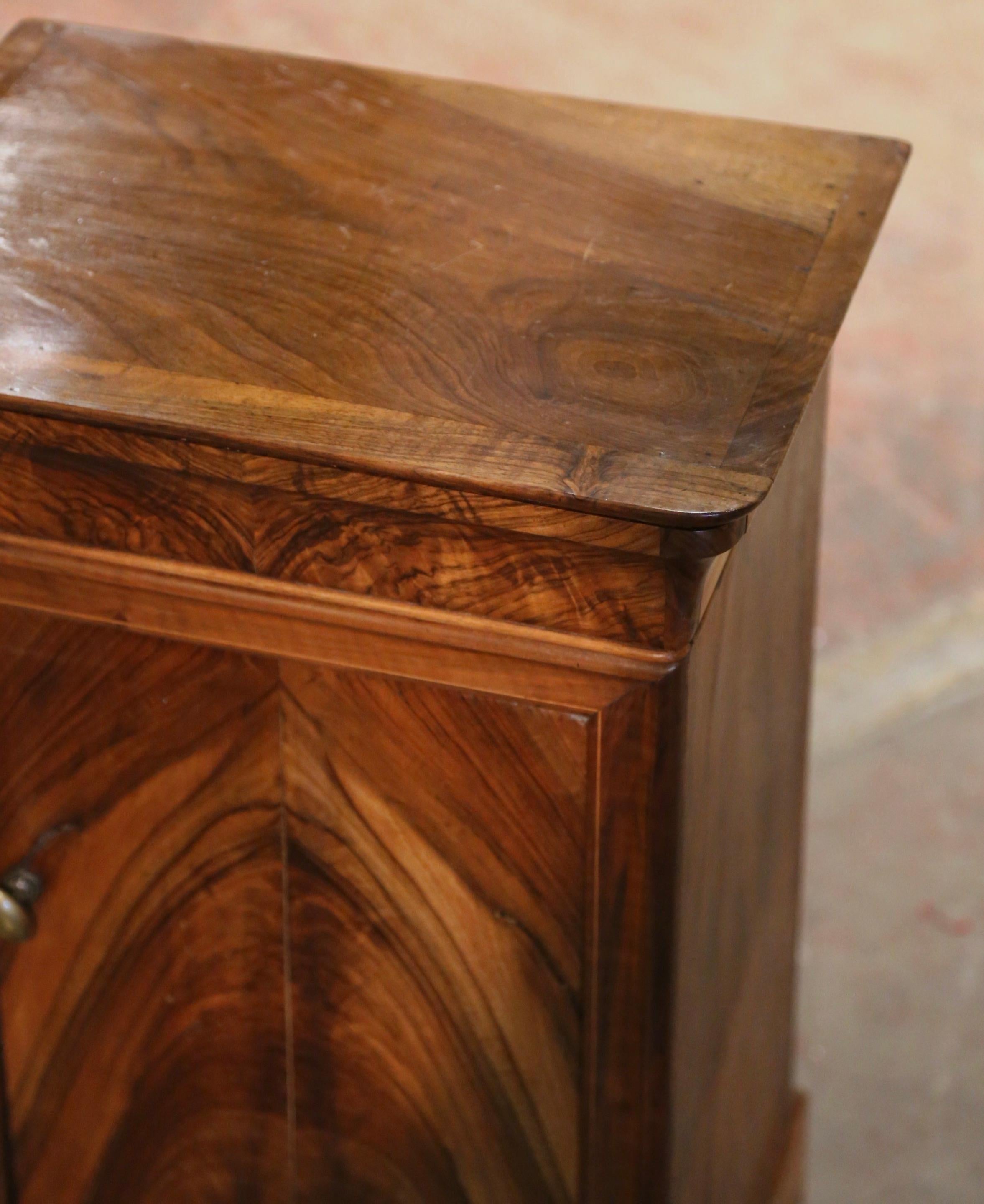 Hand-Carved 19th Century French Louis Philippe Carved Walnut Bedside Table Nightstand