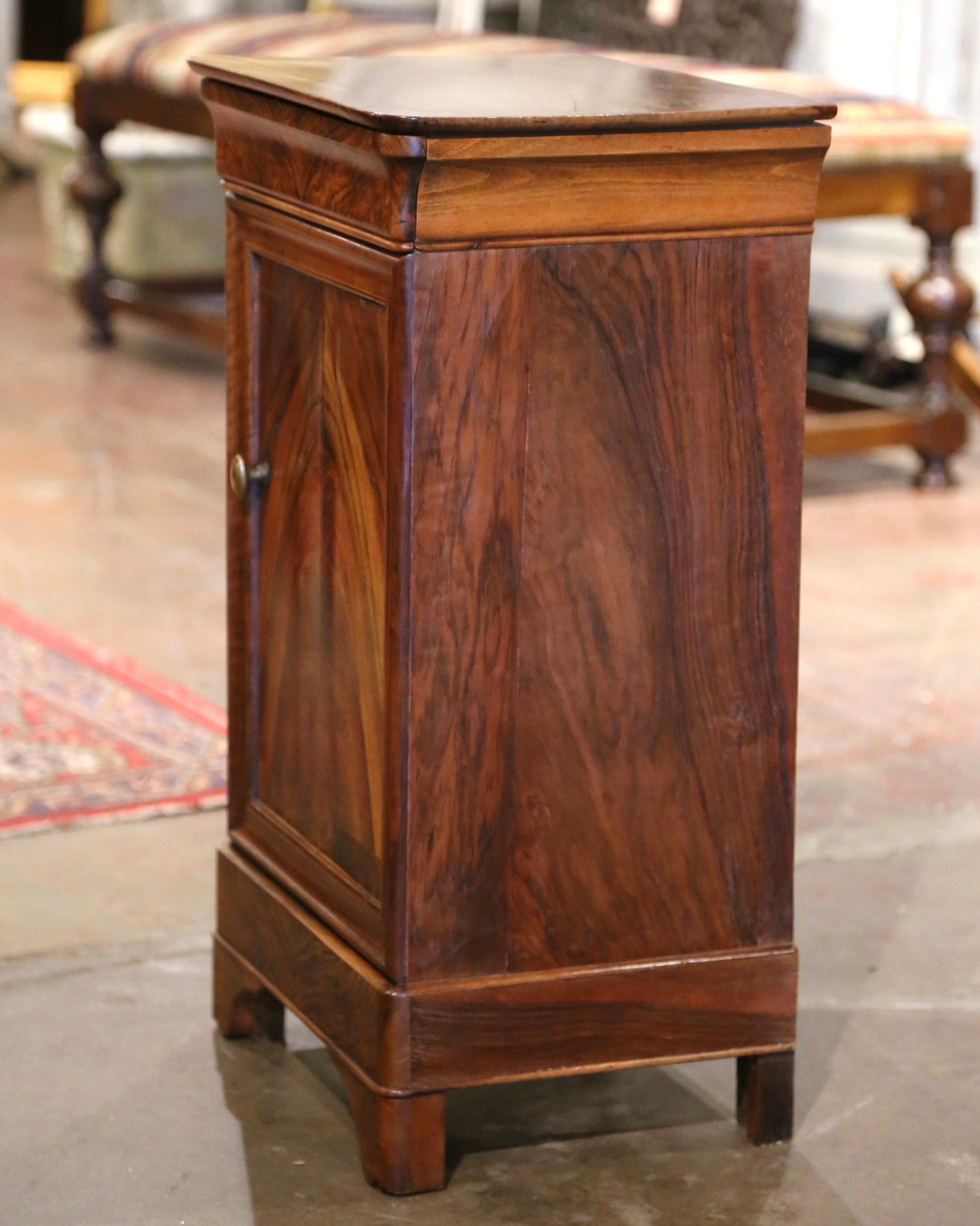 19th Century French Louis Philippe Carved Walnut Bedside Table Nightstand 2