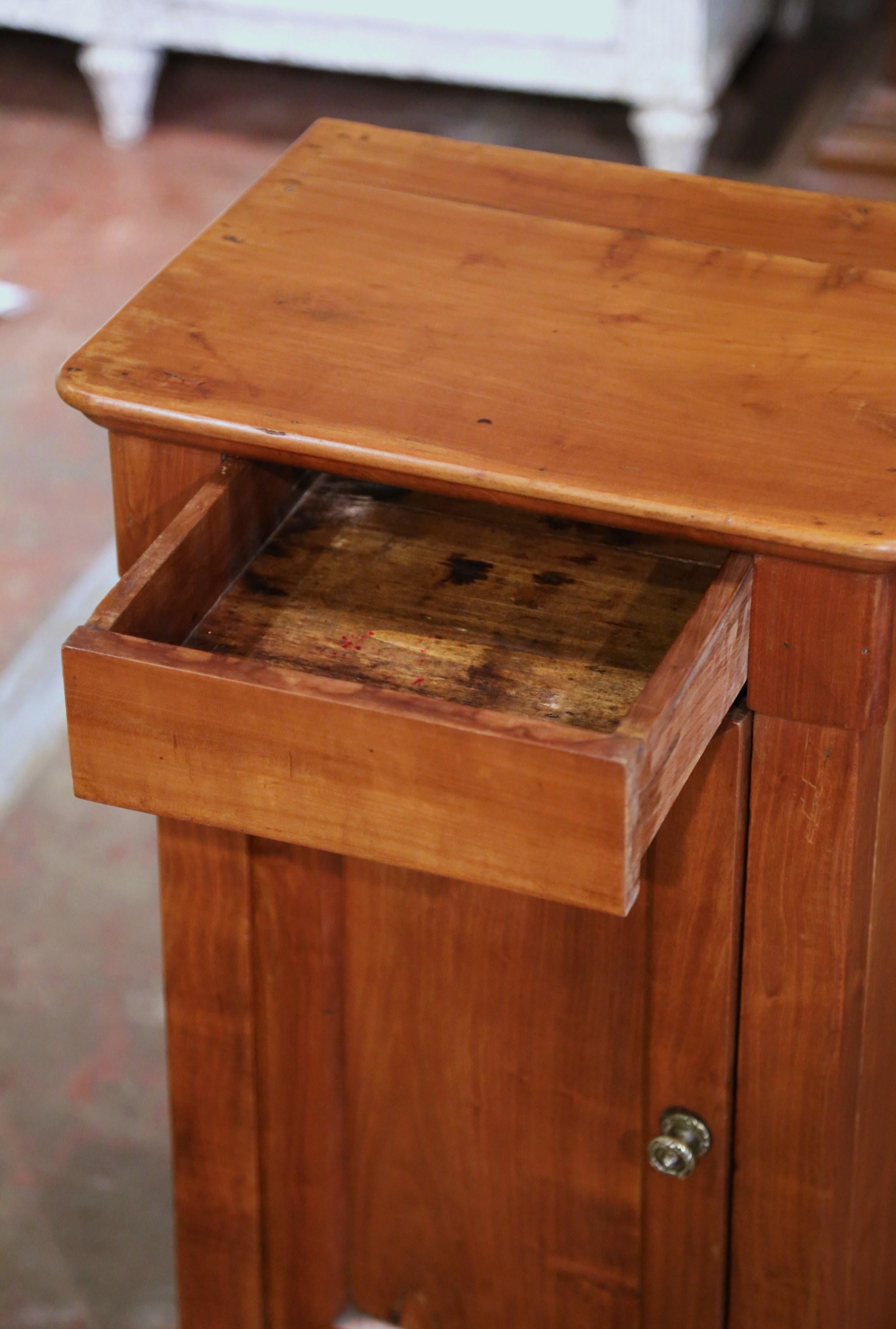 19th Century French Louis Philippe Carved Walnut Bedside Table Nightstand 4