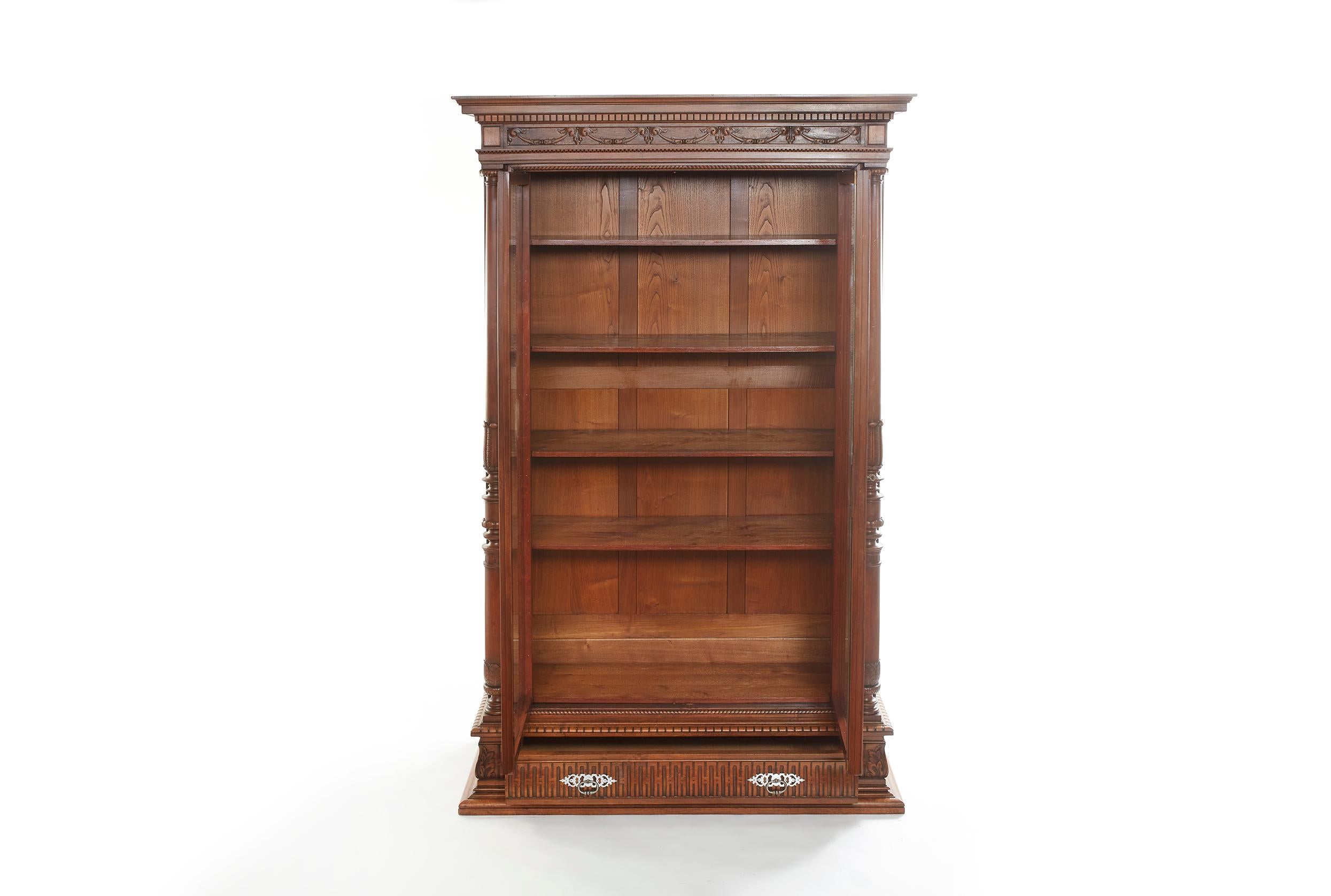 Hand-Carved 19th Century French Chaleyssin Freres Carved Walnut Cabinet For Sale