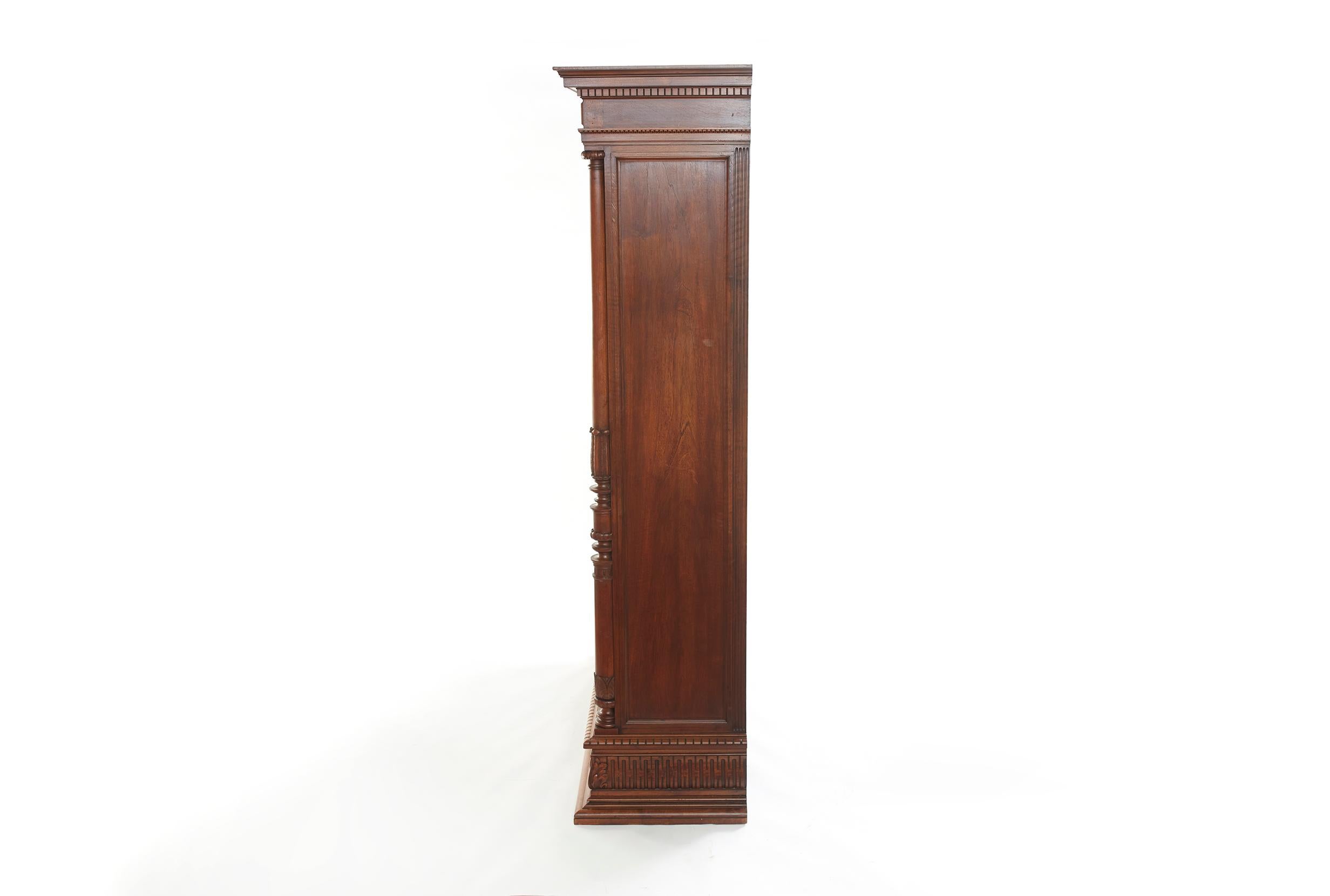 19th Century French Chaleyssin Freres Carved Walnut Cabinet In Good Condition For Sale In Tarry Town, NY