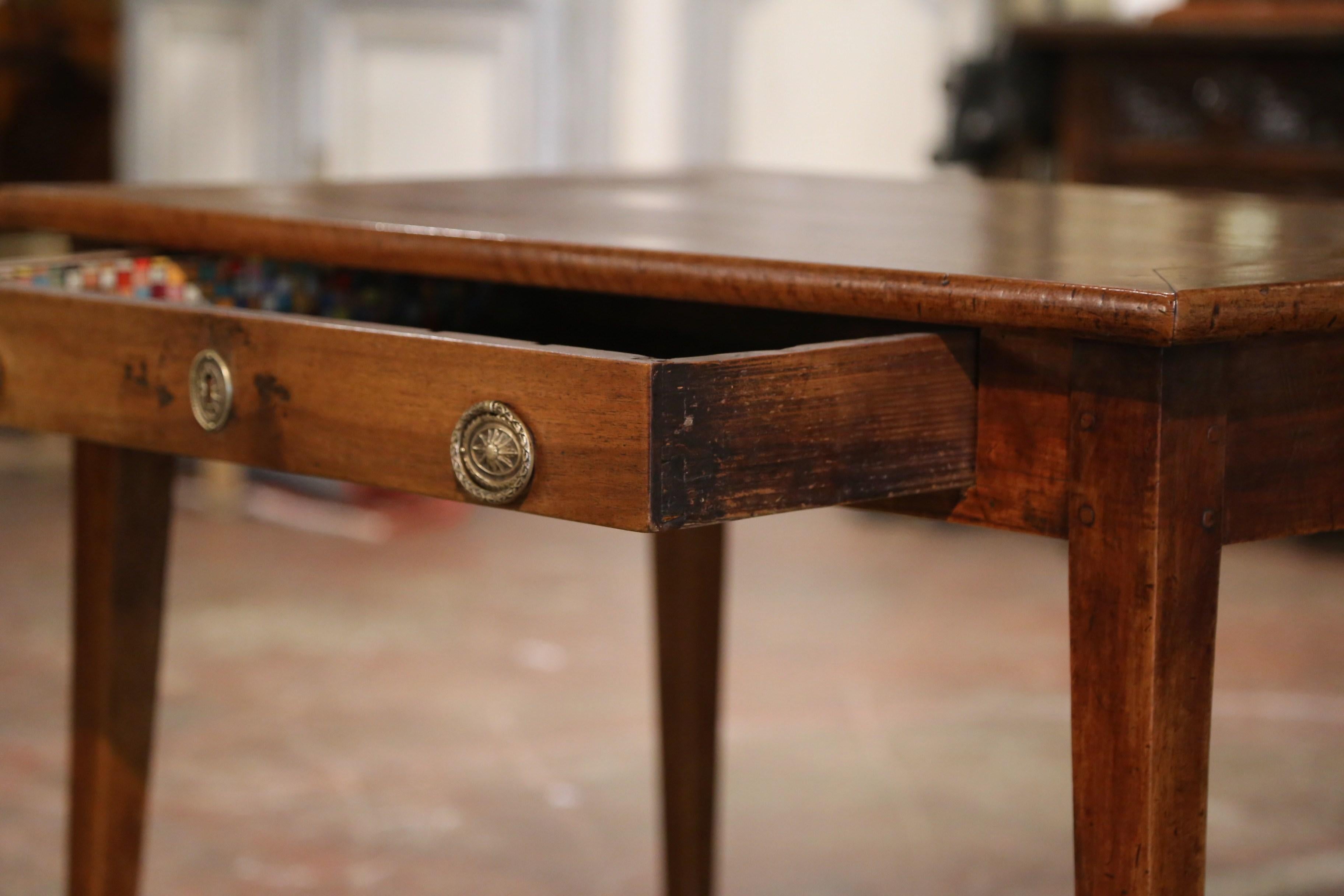 19th Century French Louis Philippe Carved Walnut Side Table Desk with Drawer 4