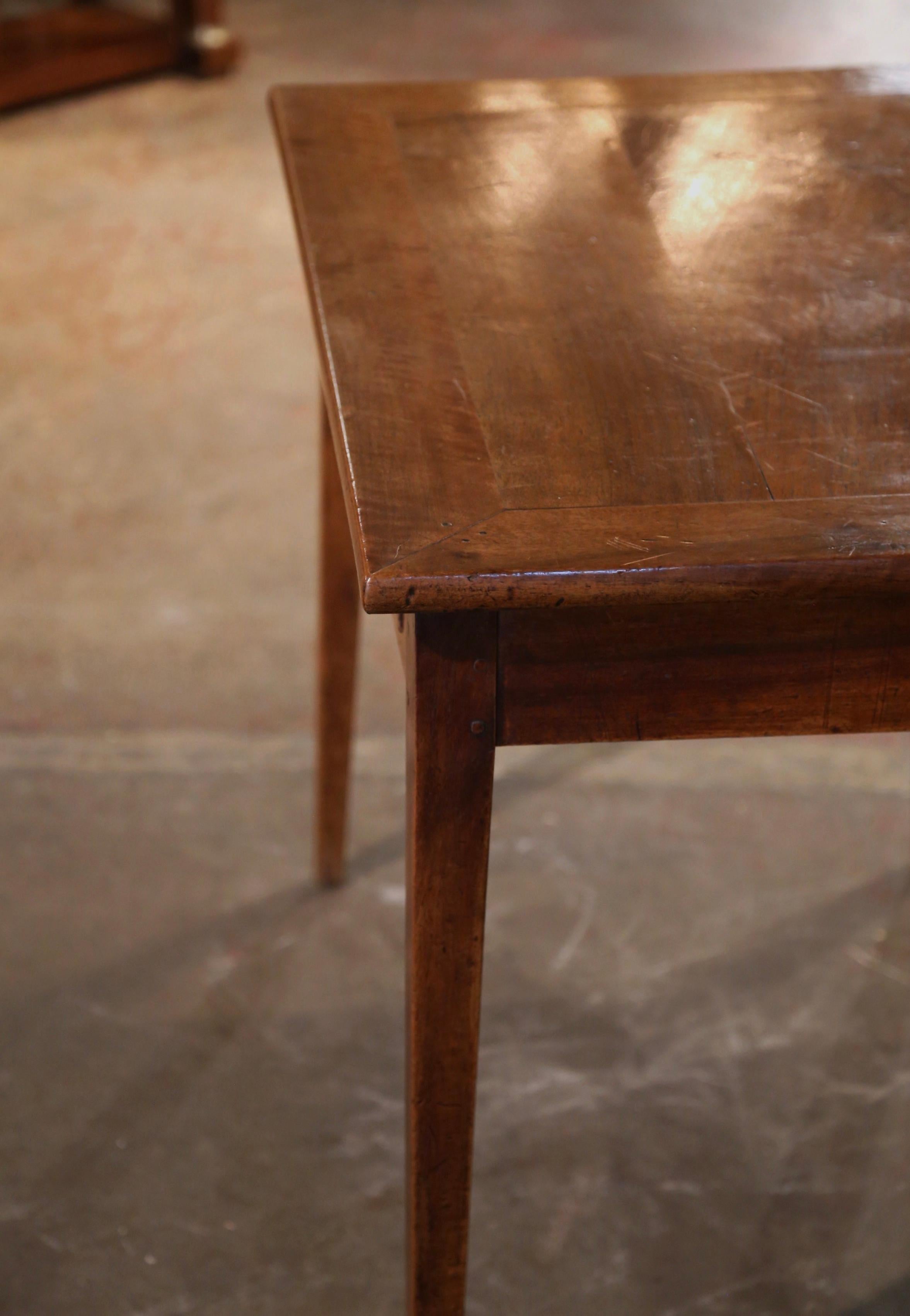 19th Century French Louis Philippe Carved Walnut Side Table Desk with Drawer 5