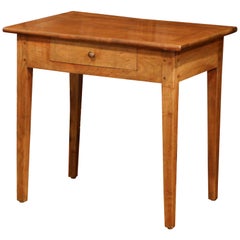 19th Century French Louis Philippe Cherry Side Table with Center Drawer