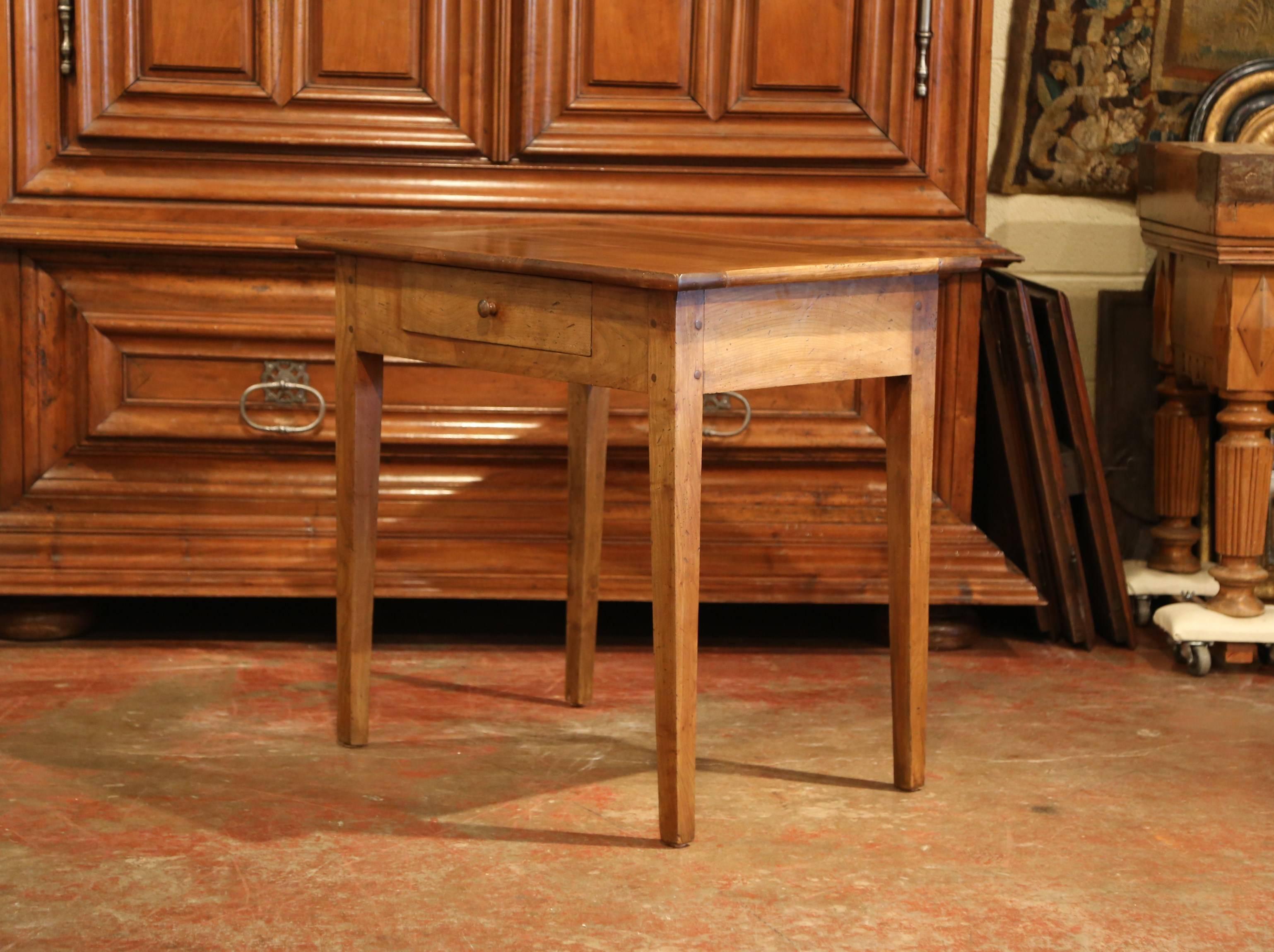 19th Century French Louis Philippe Cherry Side Table with Center Drawer In Excellent Condition In Dallas, TX