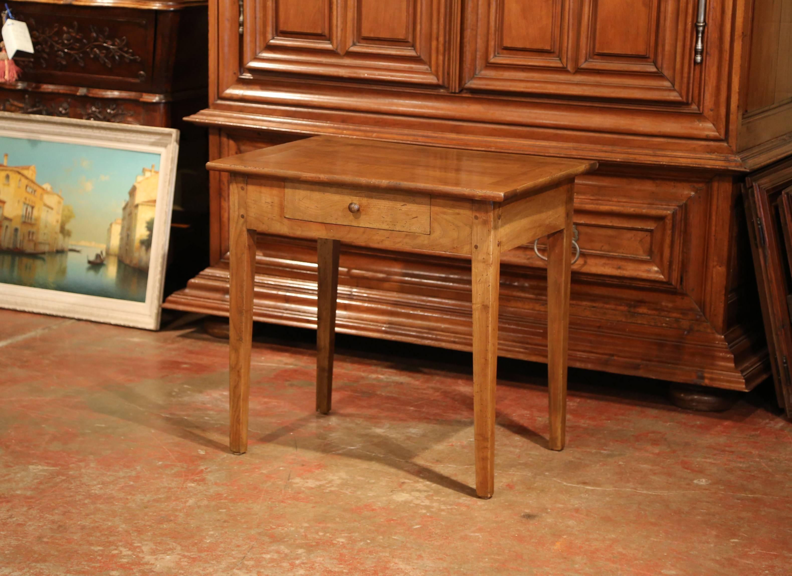 19th Century French Louis Philippe Cherry Side Table with Center Drawer 1
