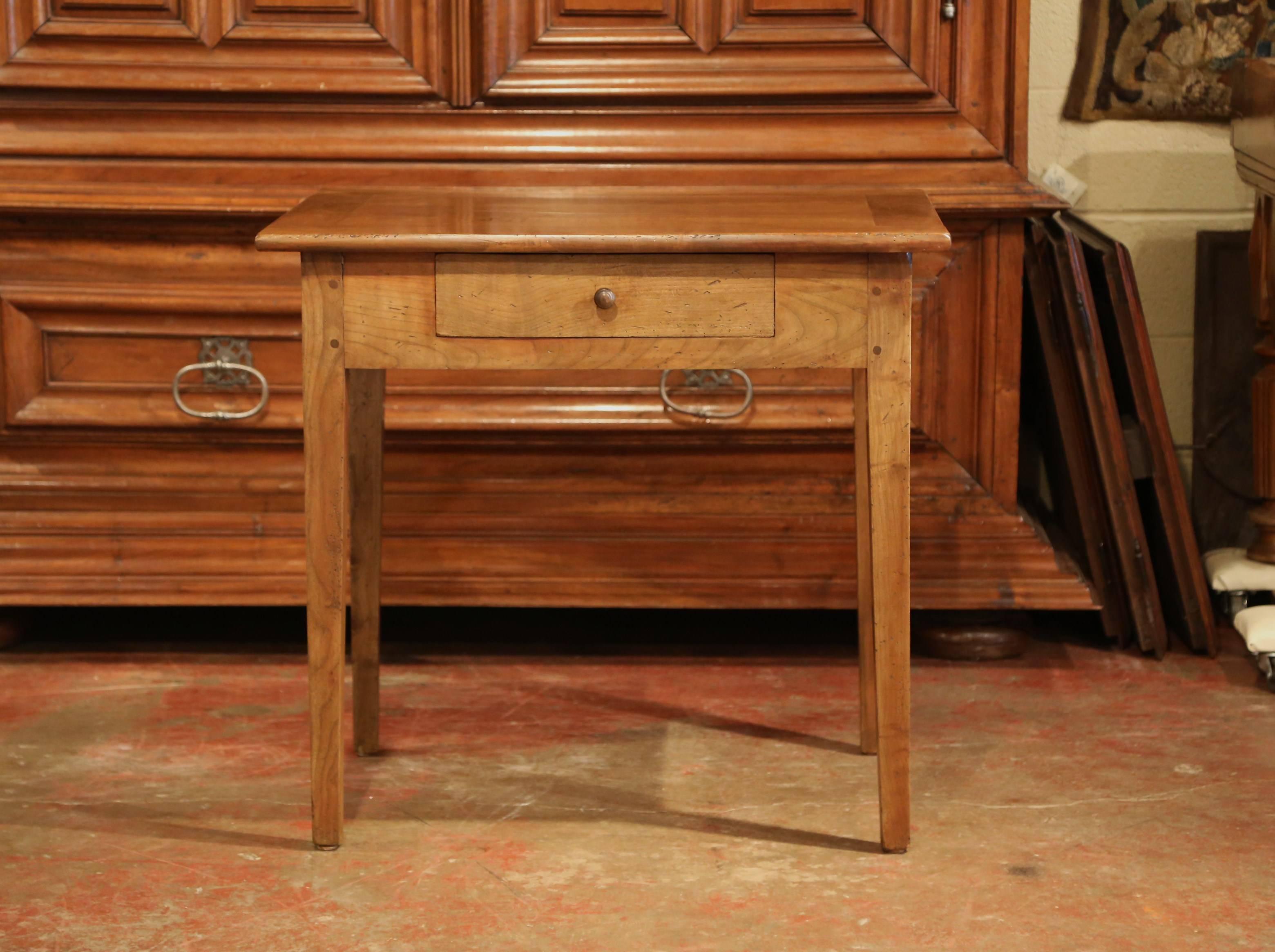 19th Century French Louis Philippe Cherry Side Table with Center Drawer 2