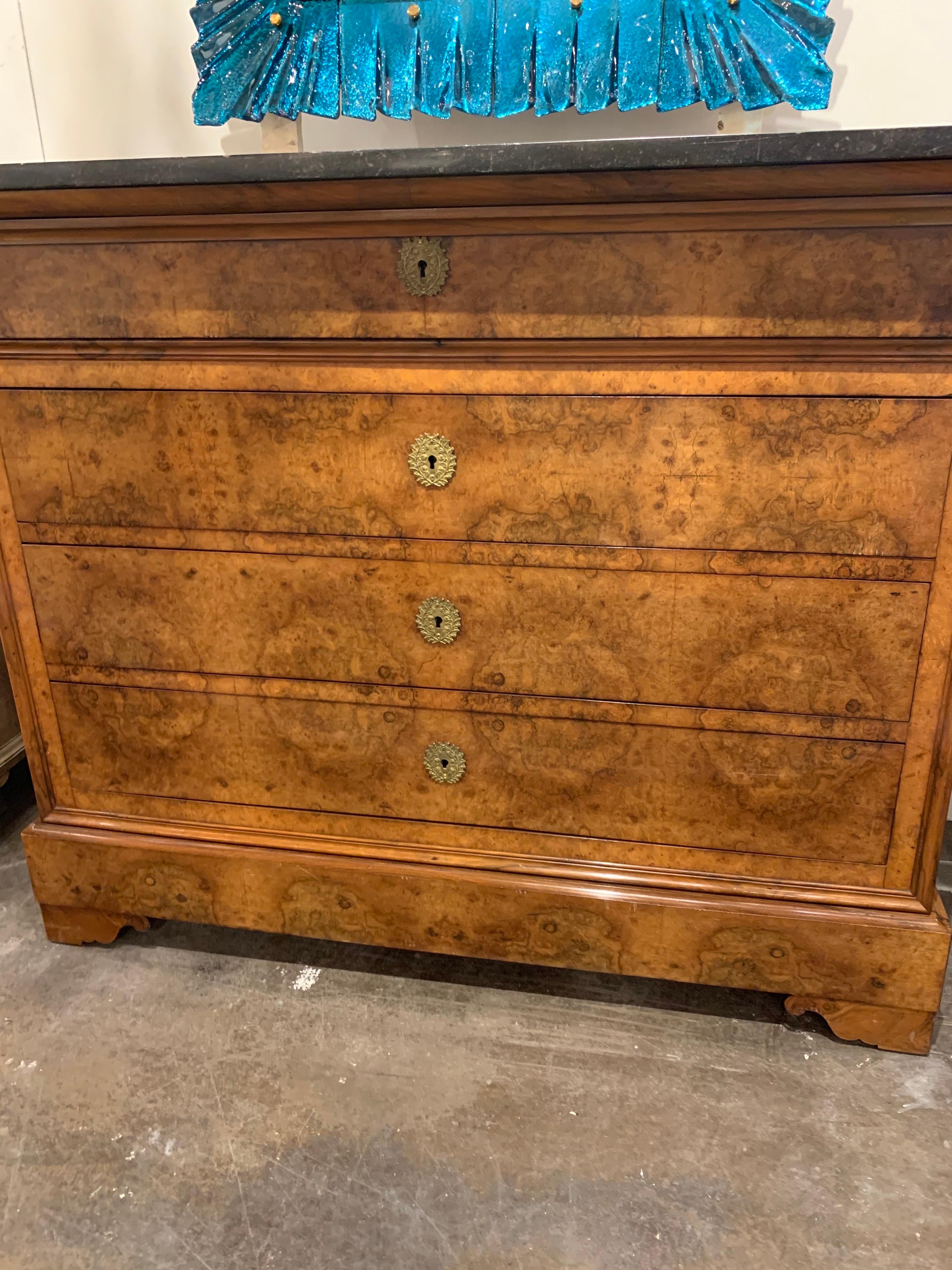 19th Century French Louis Philippe Commode with Black Marble In Good Condition In Dallas, TX