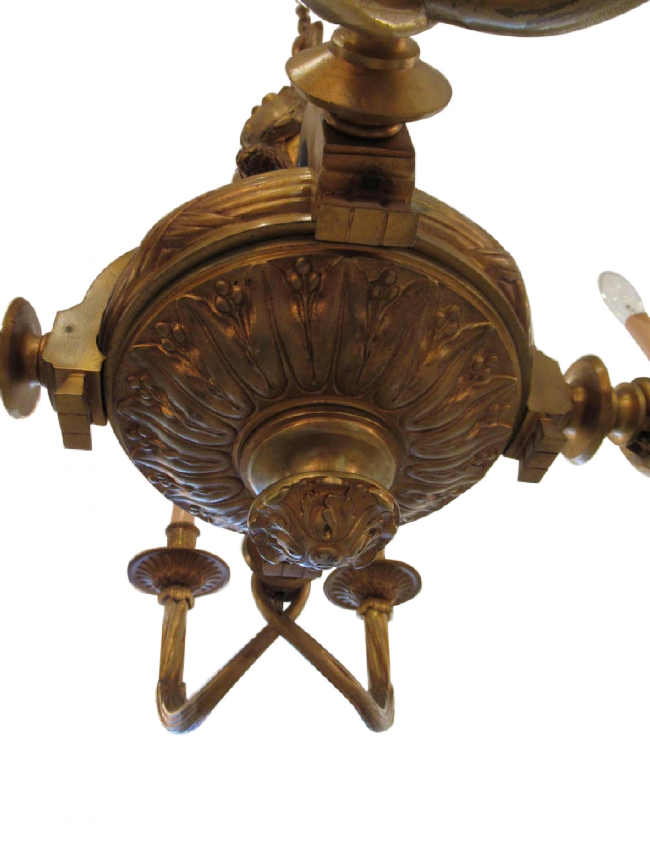 20th Century 19th Century French Louis Philippe Doré Bronze Eight-Arm Chandelier For Sale