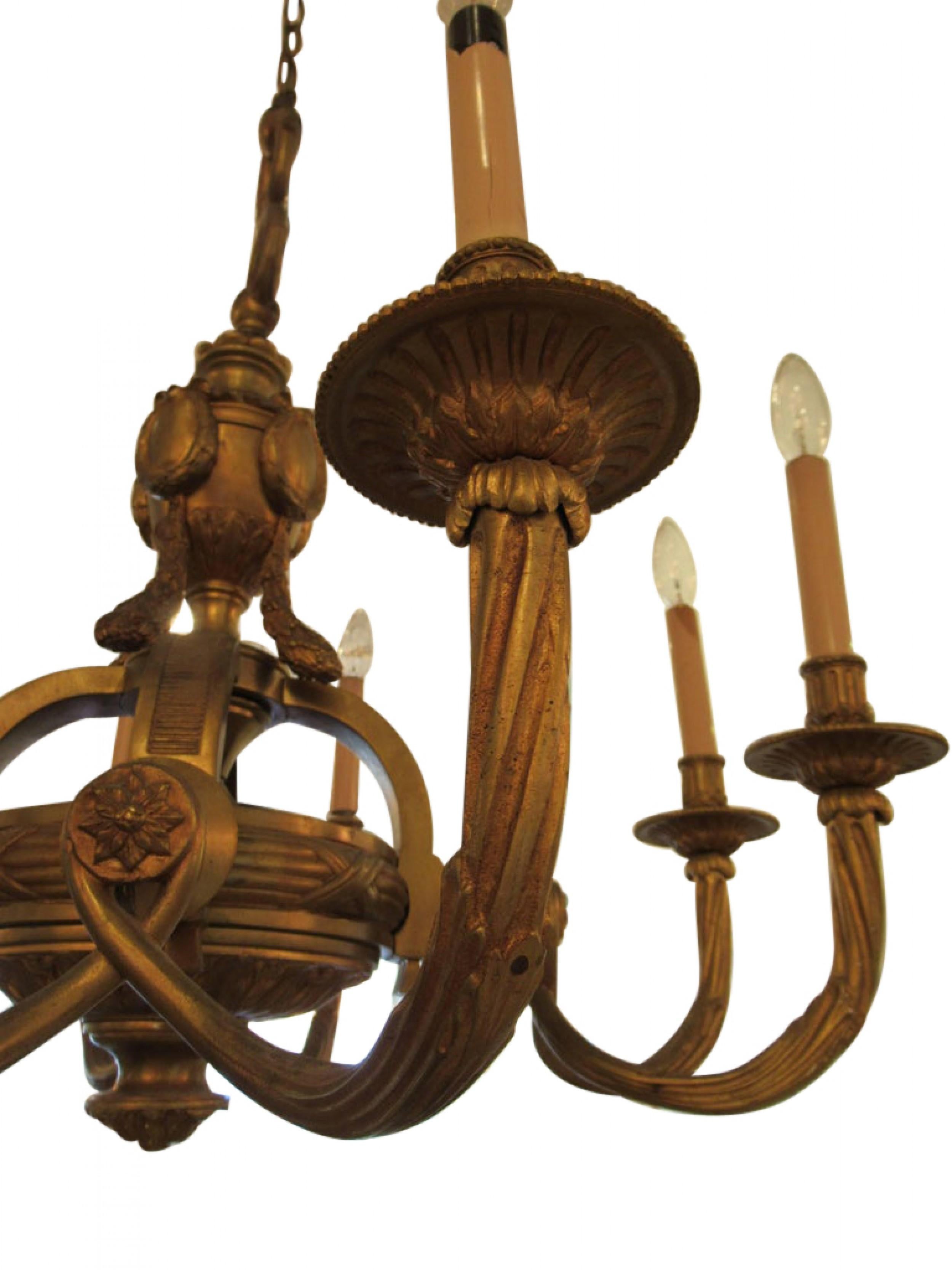 19th Century French Louis Philippe Doré Bronze Eight-Arm Chandelier For Sale 1