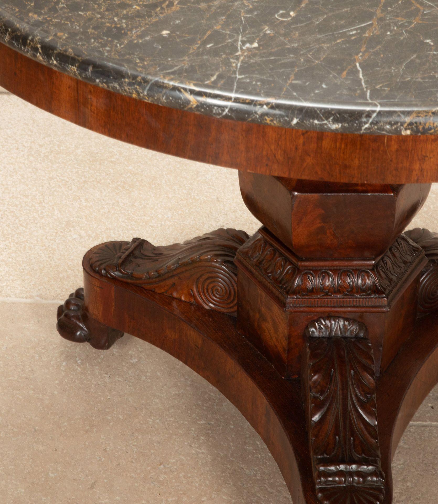 Marble 19th Century French Louis Philippe Flame Mahogany Gueridon For Sale