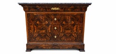 Commode francese del XIX secolo in legno di noce e marmo di Louis Philippe