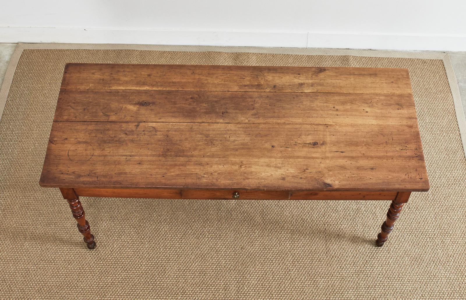 19th Century French Louis Philippe Fruitwood Farmhouse Harvest Table 1