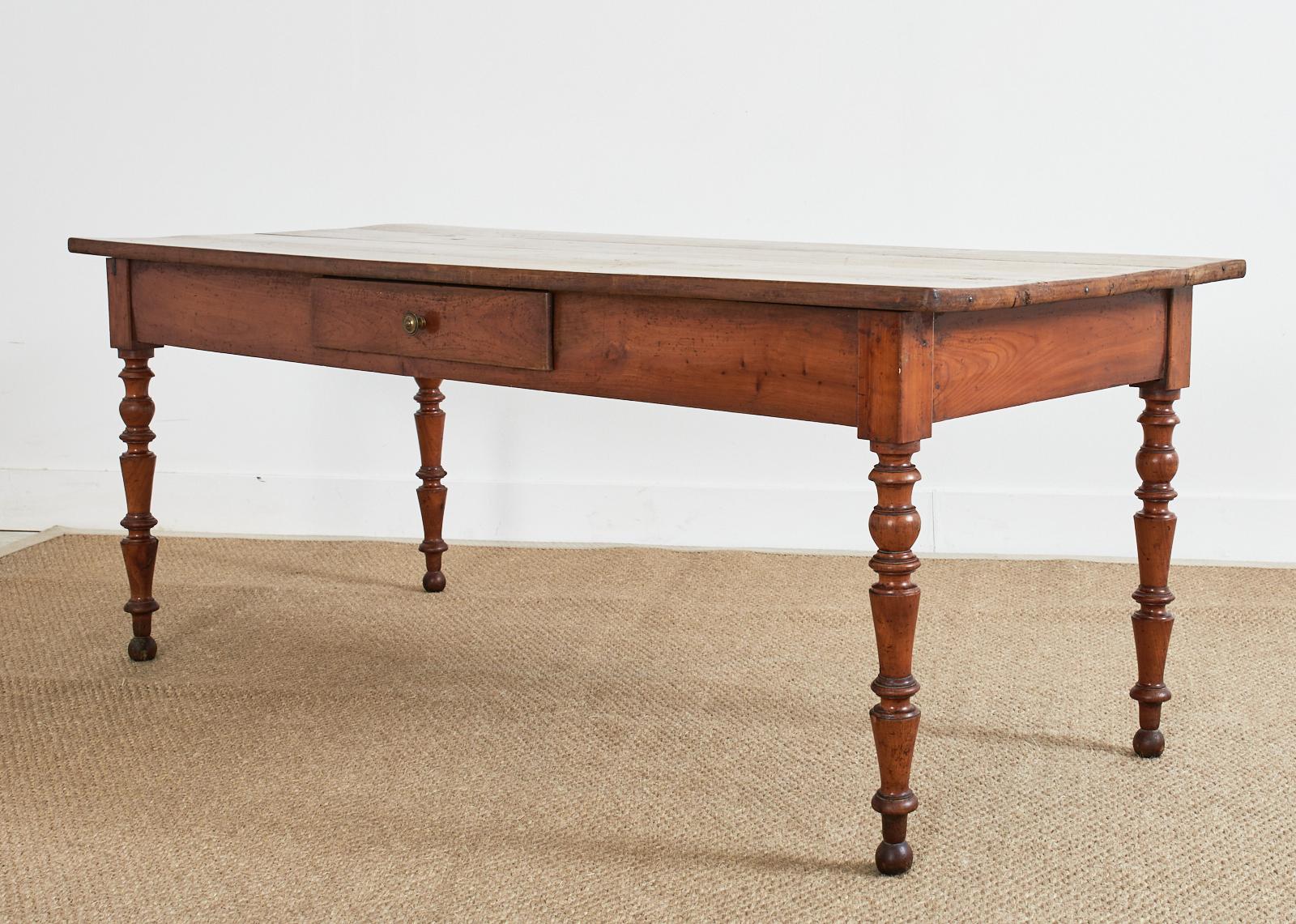 19th Century French Louis Philippe Fruitwood Farmhouse Harvest Table 4