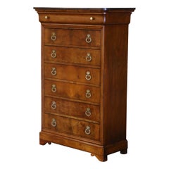 Commode à Semainier en noyer à dessus de marbre Louis Philippe du 19e siècle