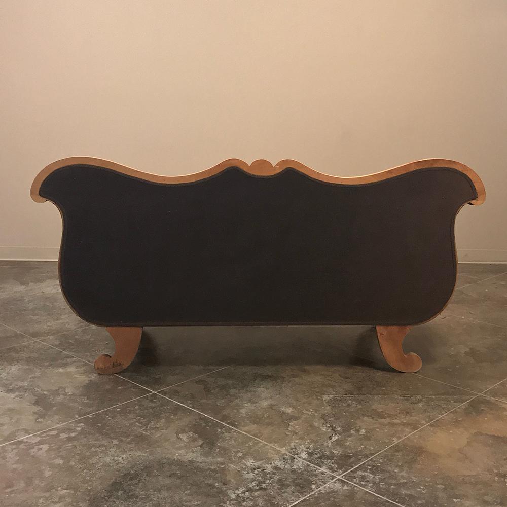 19th Century French Louis Philippe Fruitwood Sofa with Dark Brown Velvet  6