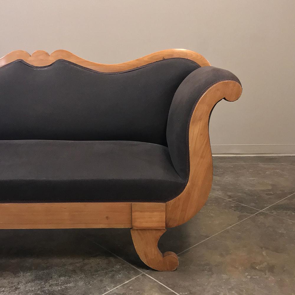 19th Century French Louis Philippe Fruitwood Sofa with Dark Brown Velvet  2
