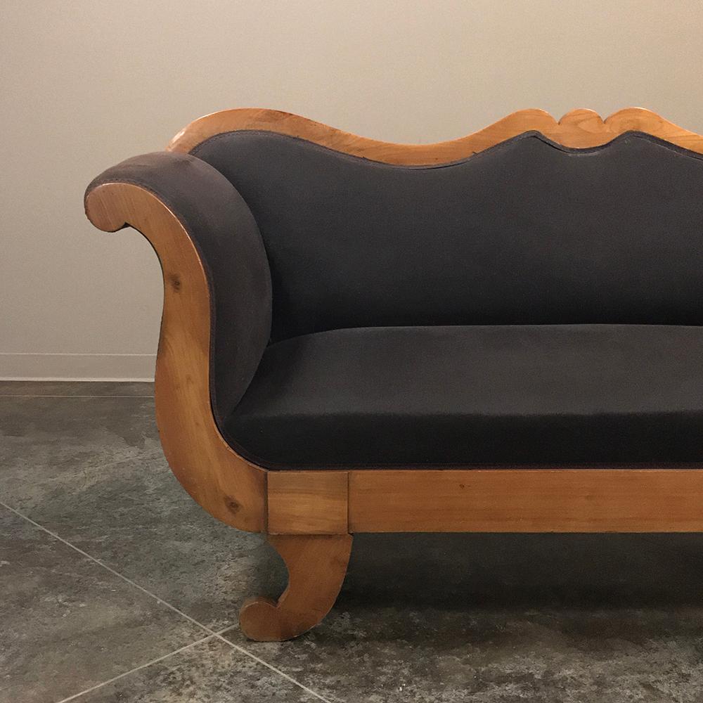 19th Century French Louis Philippe Fruitwood Sofa with Dark Brown Velvet  3