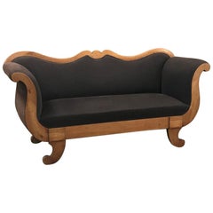 Antique 19th Century French Louis Philippe Fruitwood Sofa with Dark Brown Velvet 