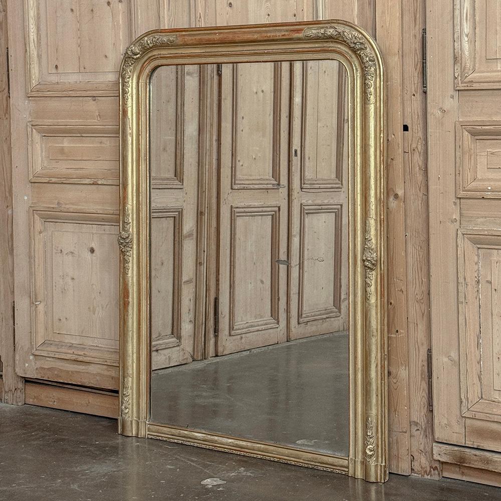 Hand-Crafted 19th Century French Louis Philippe Gilded Mantel Mirror For Sale