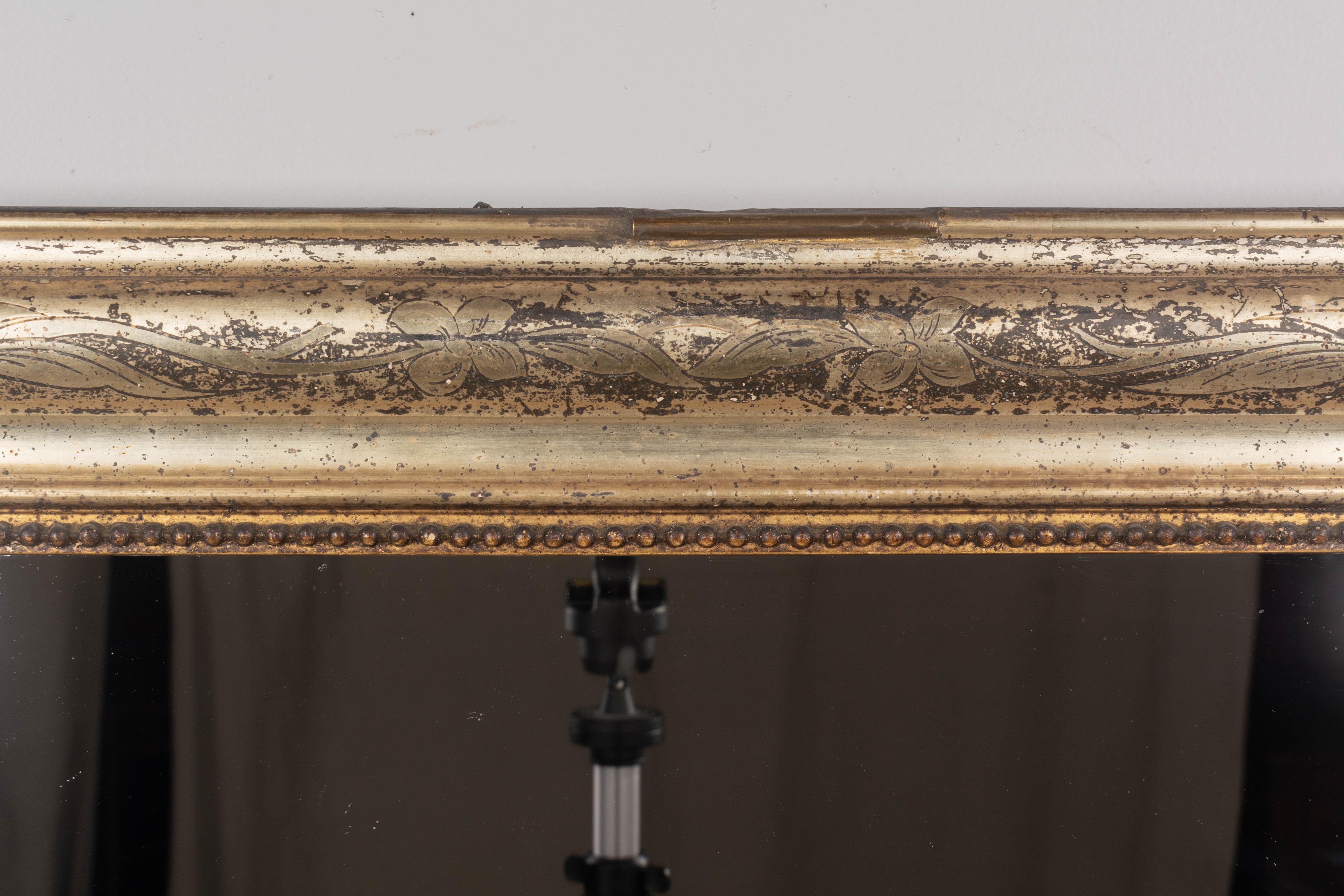 Hand-Crafted 19th Century French Louis Philippe Gilded Mantel Mirror