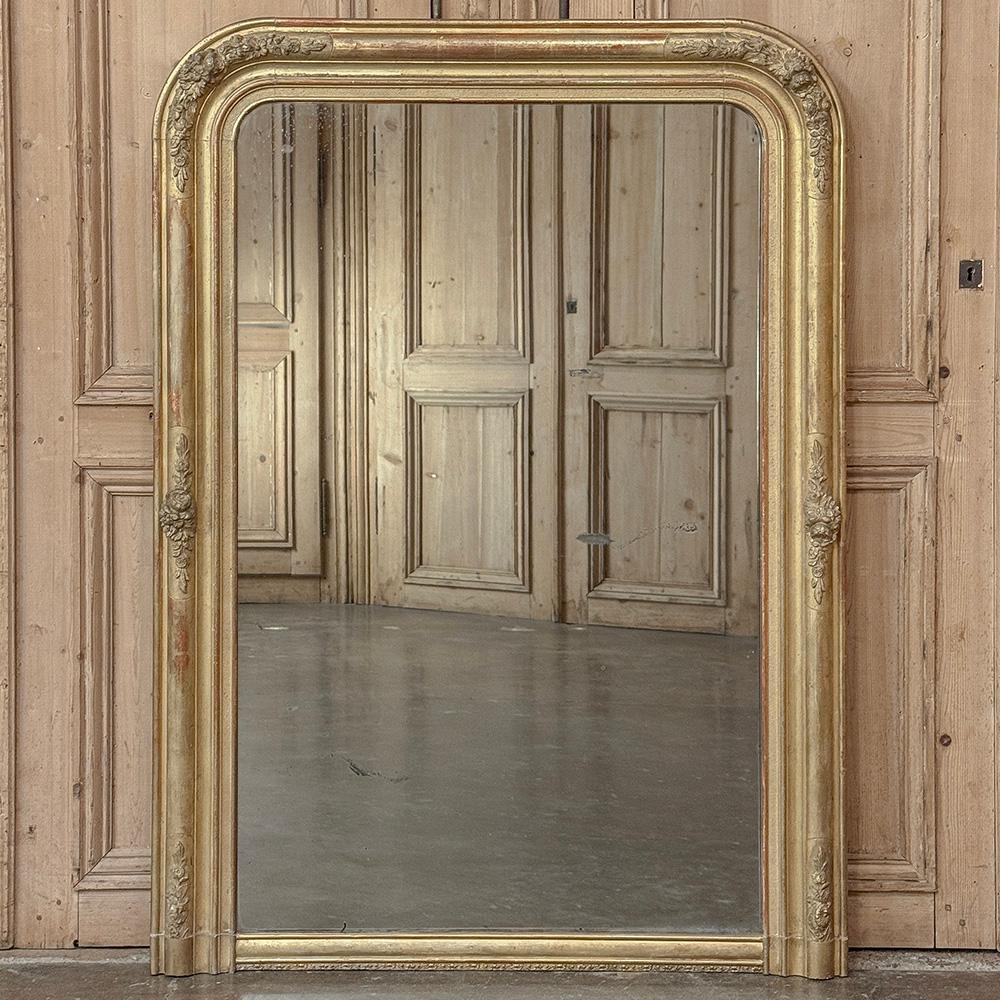 19th Century French Louis Philippe Gilded Mantel Mirror In Good Condition For Sale In Dallas, TX