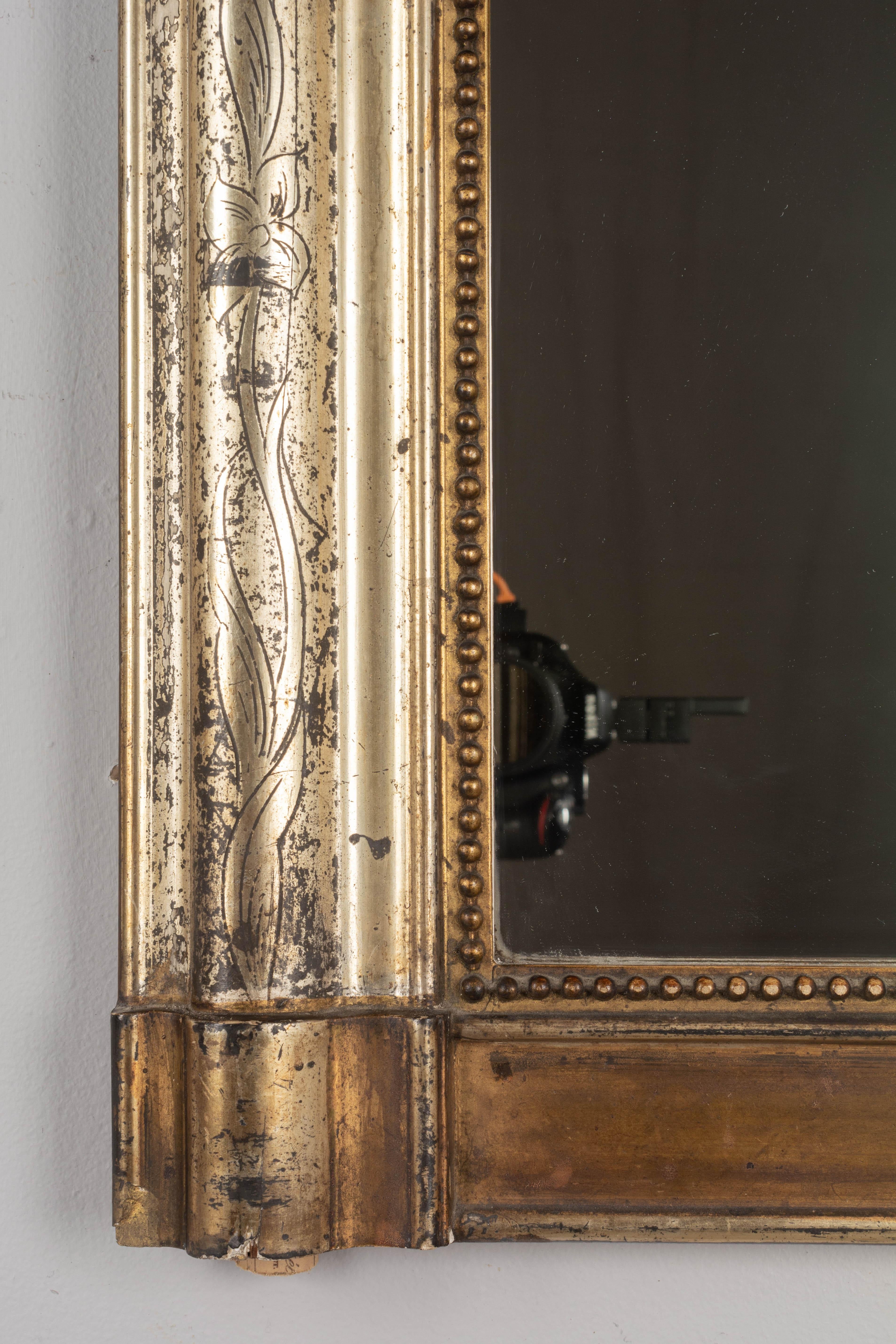 19th Century French Louis Philippe Gilded Mantel Mirror In Good Condition In Winter Park, FL