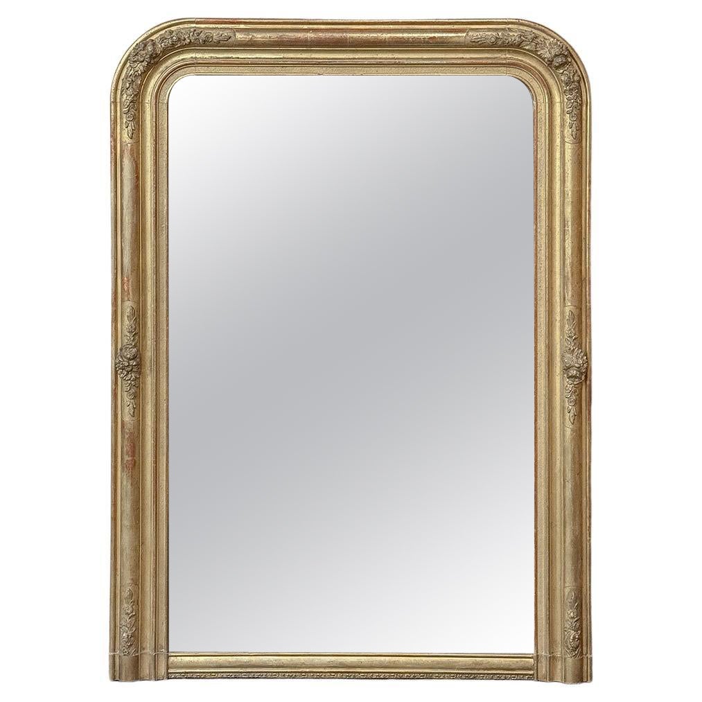 19th Century French Louis Philippe Gilded Mantel Mirror For Sale