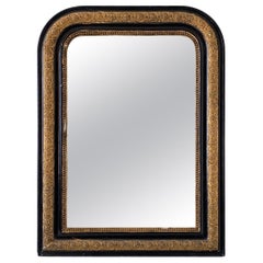 19th Century French Louis Philippe Gilt and Black Lacquered Mirror