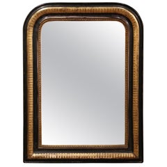19th Century French Louis Philippe Gilt and Blackened Mirror with Stripe Decor 19th Century French Louis Philippe Gilt and Blackened Mirror with Stripe Decor