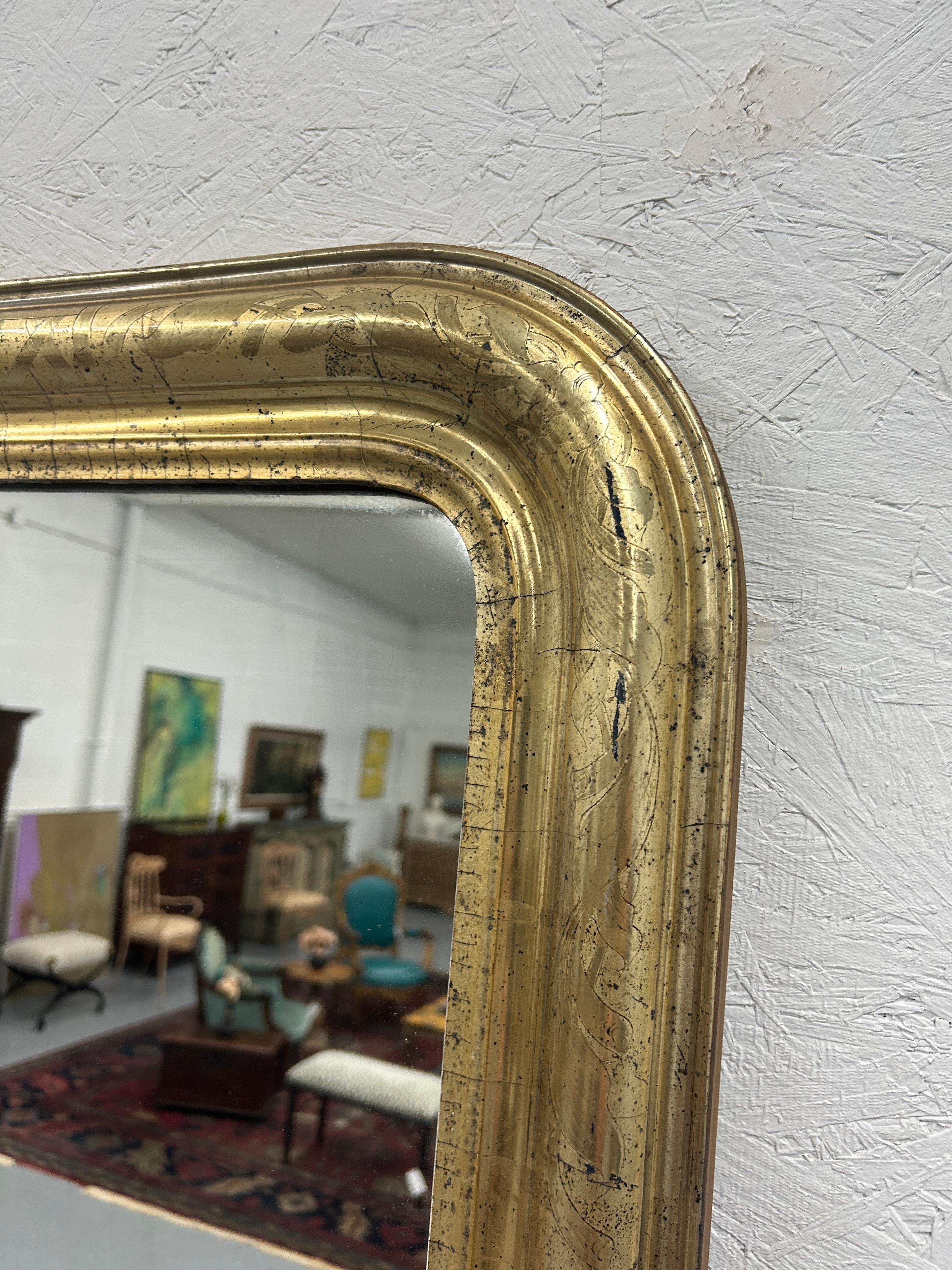 Mid-19th Century 19th Century French Louis Philippe Gilt Mirror For Sale