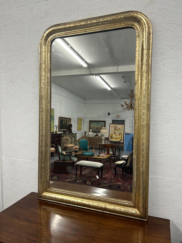 19th Century Louis Philippe Gilt Mirror with Crown For Sale at 1stDibs