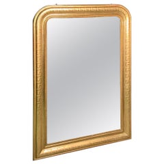 19th Century French Louis Philippe Gilt Mirror with Greek Key Detail