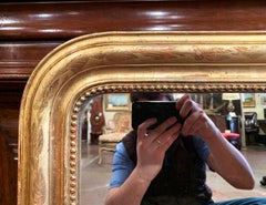 19th Century French Louis Philippe Giltwood Mirror with Engraved Floral Motifs