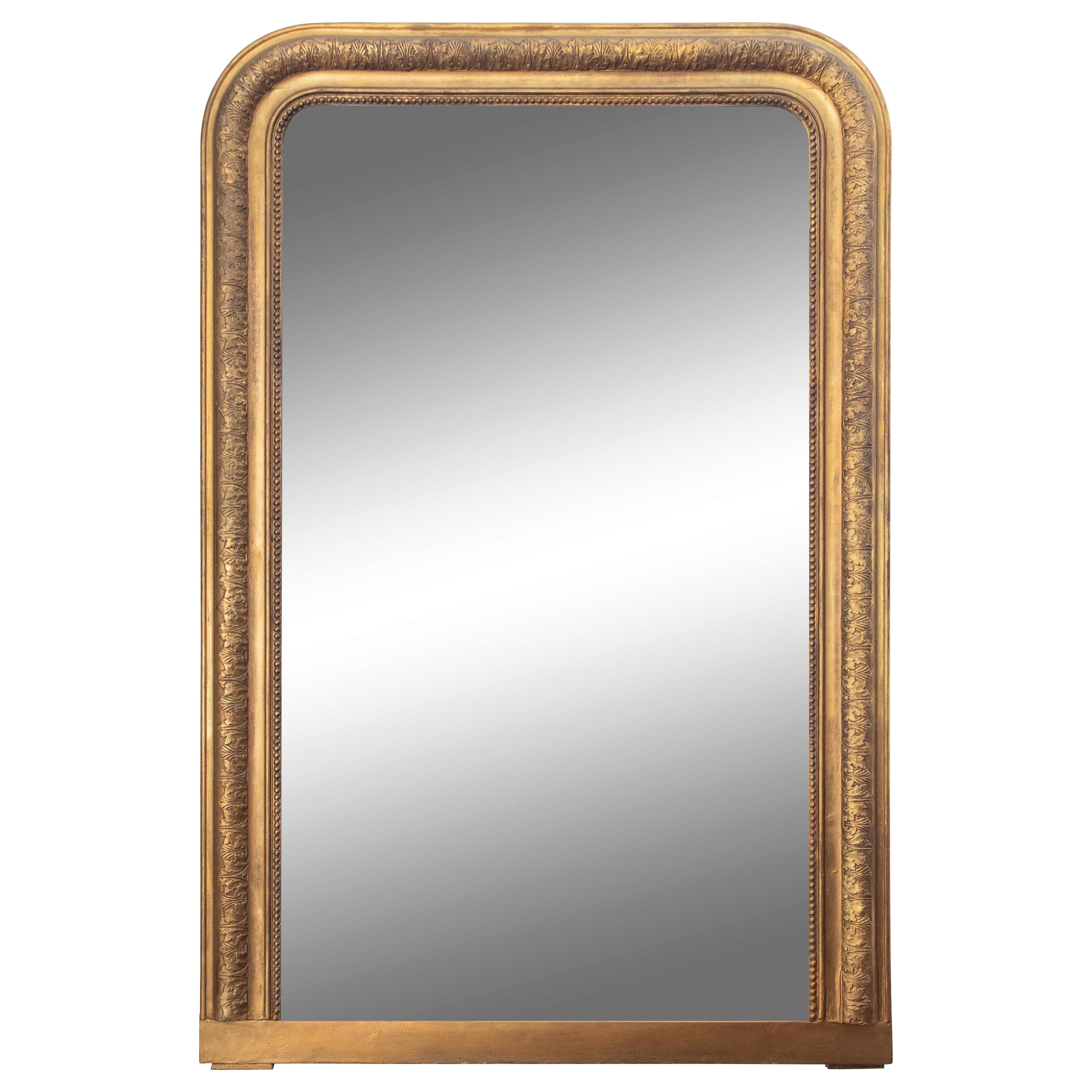 19th Century French Louis Philippe Giltwood Acanthus Leaf Mirror For Sale
