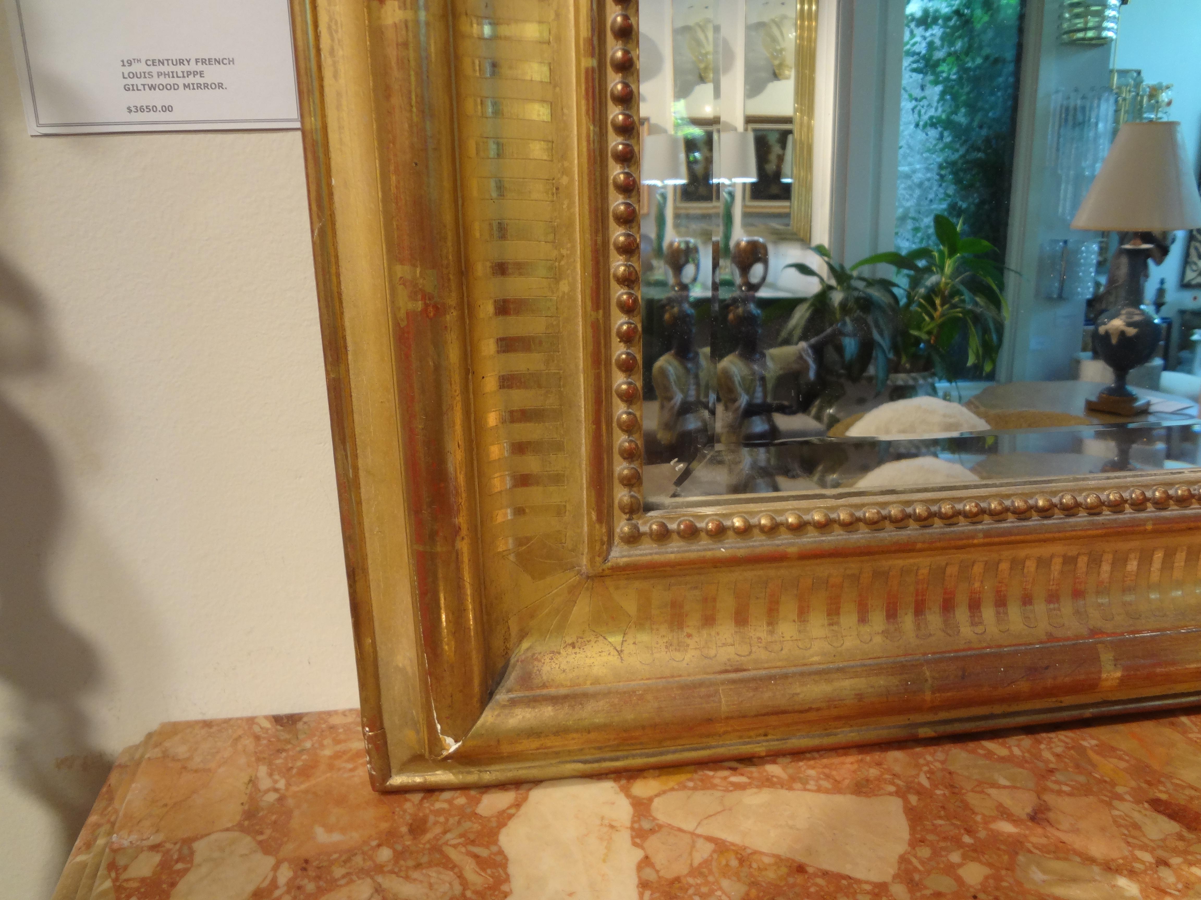 19th Century French Louis Philippe Giltwood Beveled Mirror 3