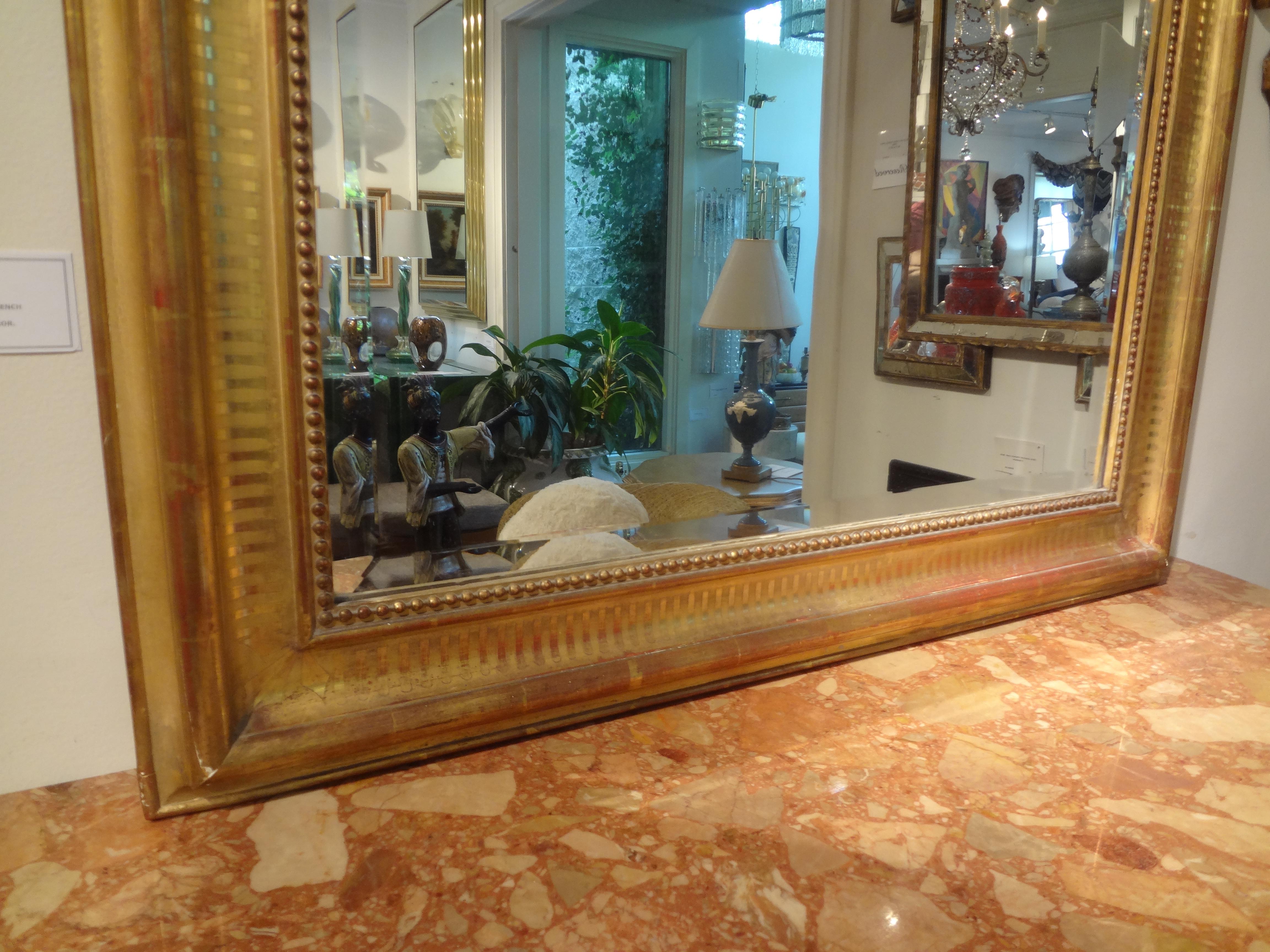 19th Century French Louis Philippe Giltwood Beveled Mirror 4
