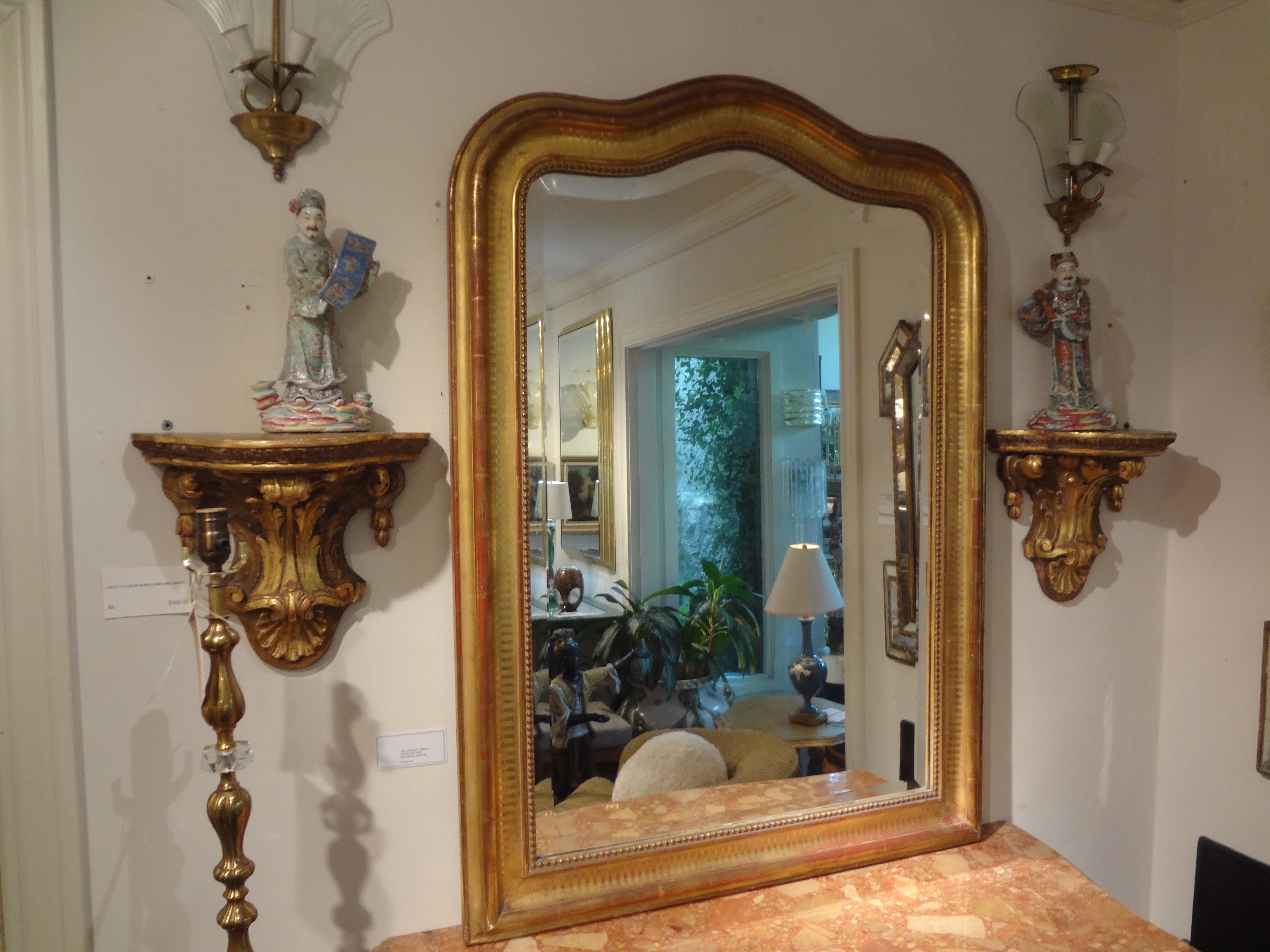 19th Century French Louis Philippe Giltwood Beveled Mirror 5