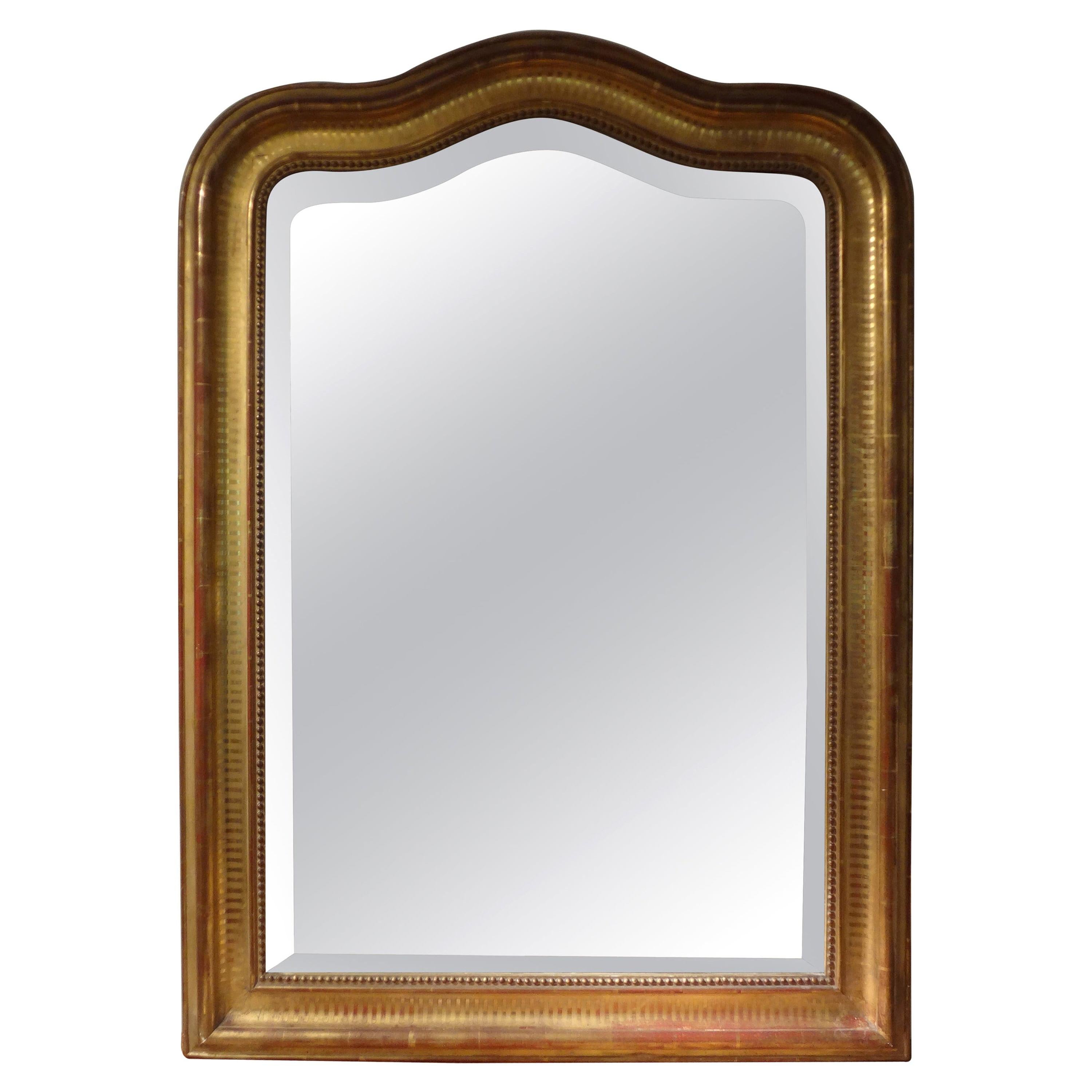 19th Century French Louis Philippe Giltwood Beveled Mirror