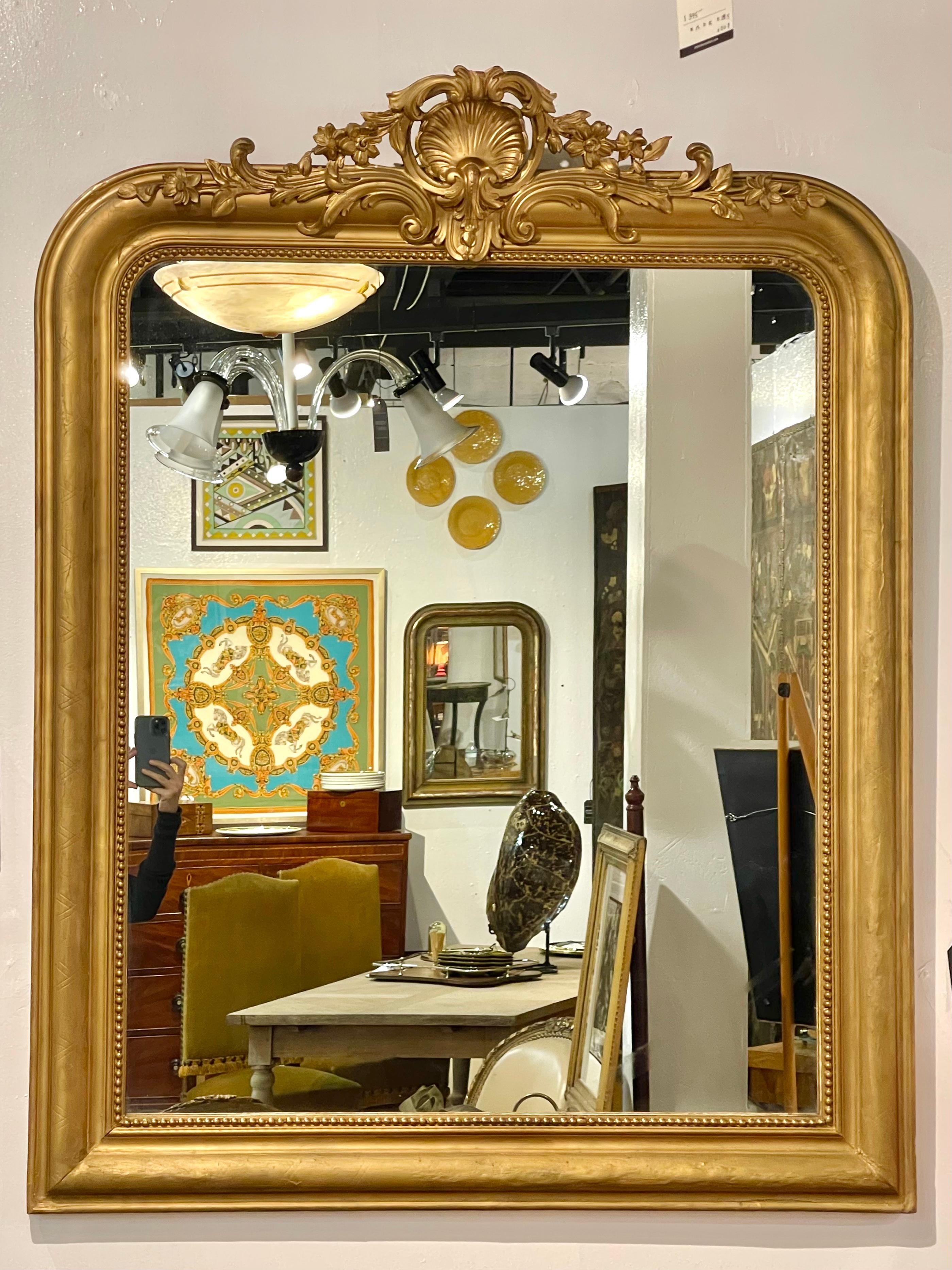 19th Century French Louis Philippe Giltwood Mirror For Sale 8