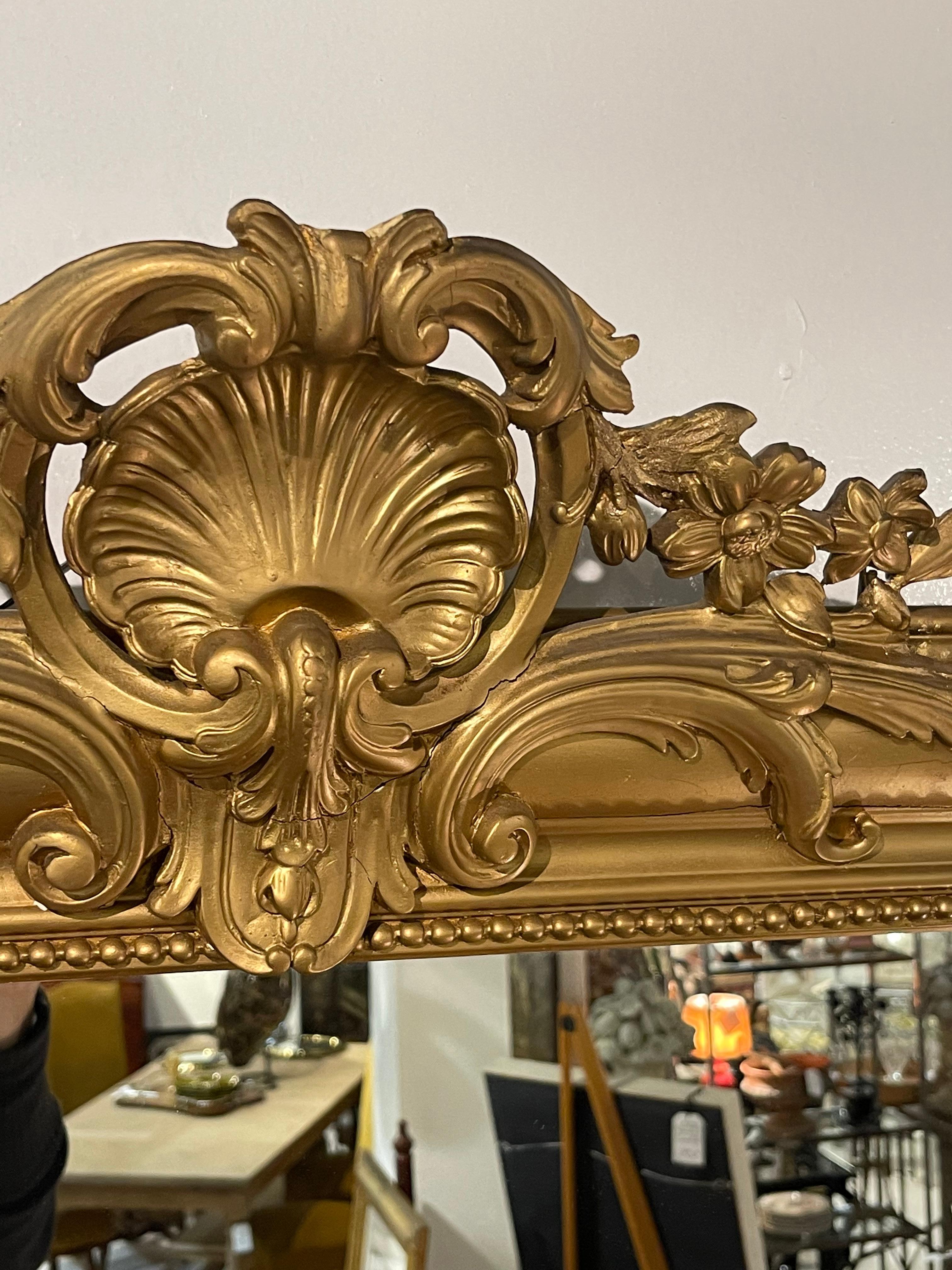 19th Century French Louis Philippe Giltwood Mirror For Sale 1