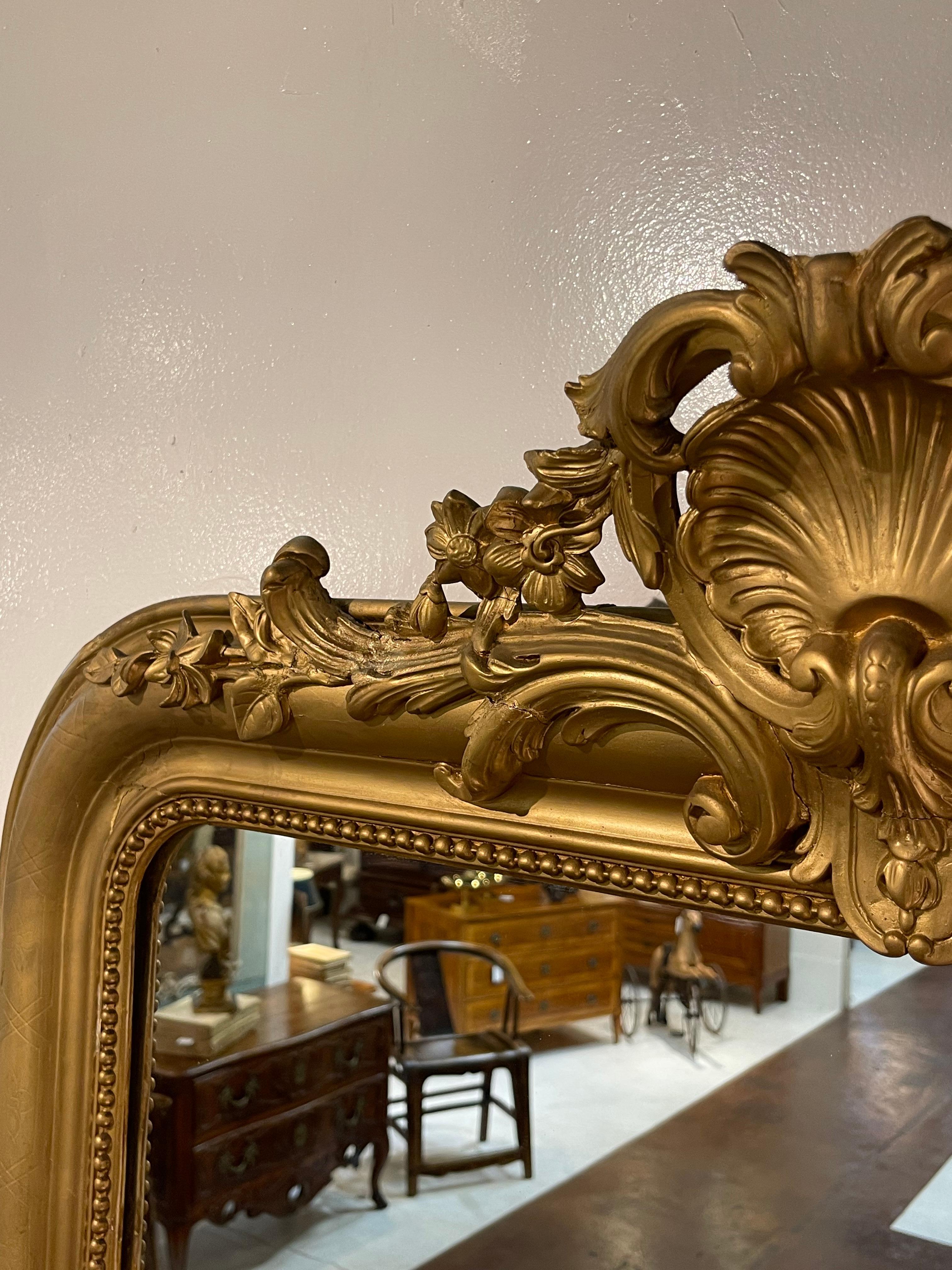 19th Century French Louis Philippe Giltwood Mirror For Sale 2