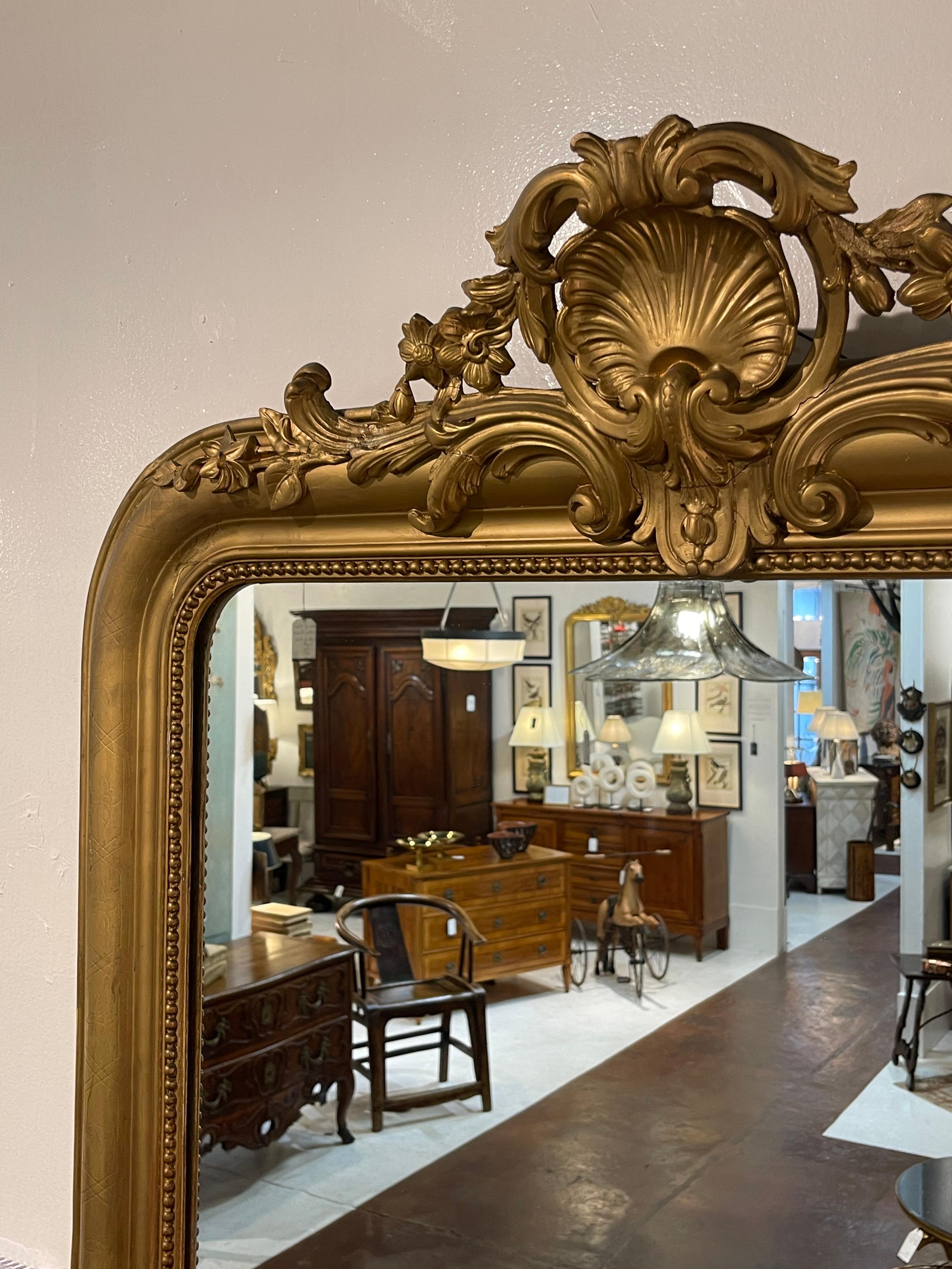 19th Century French Louis Philippe Giltwood Mirror For Sale 3