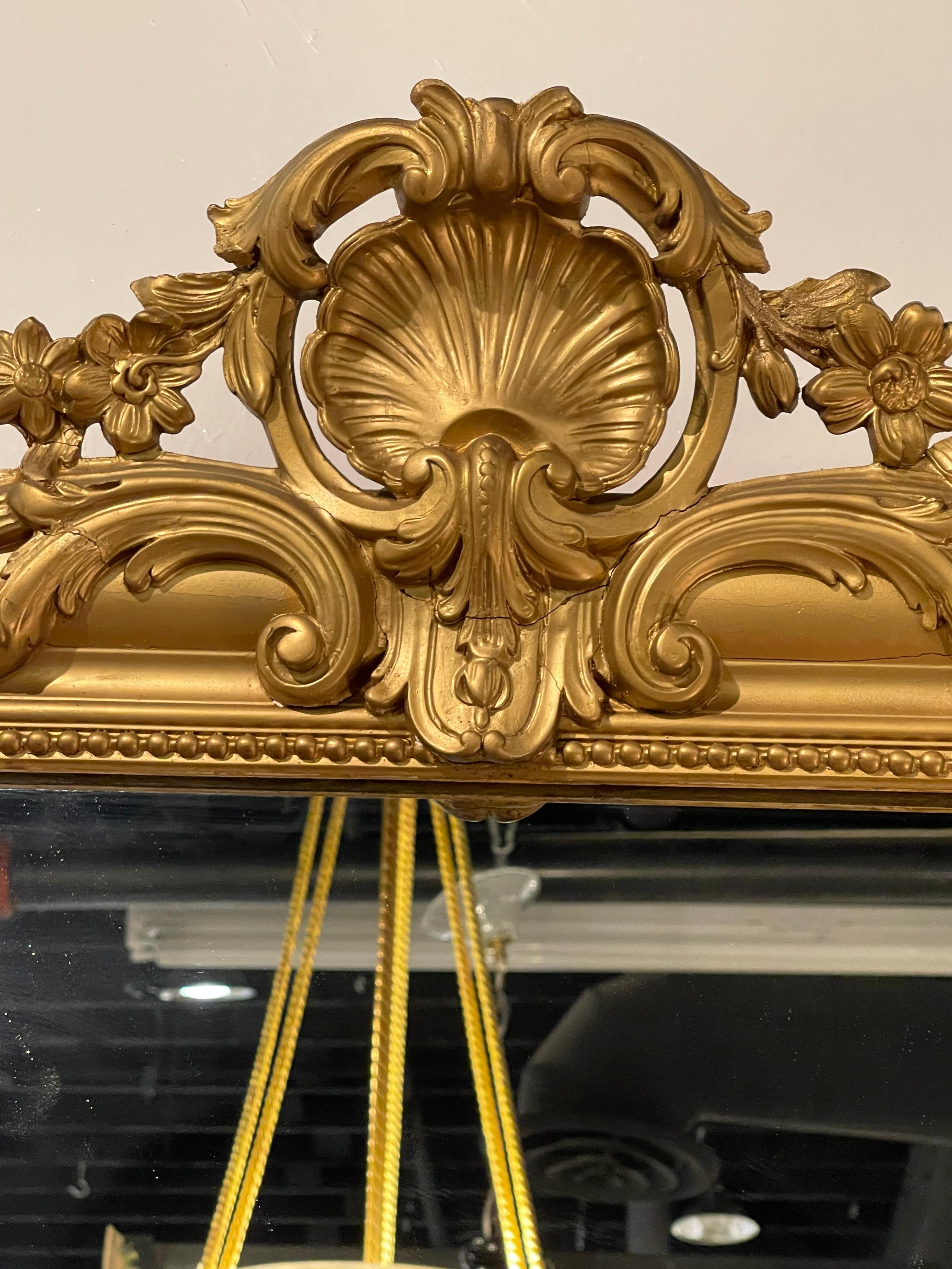 19th Century French Louis Philippe Giltwood Mirror For Sale 4