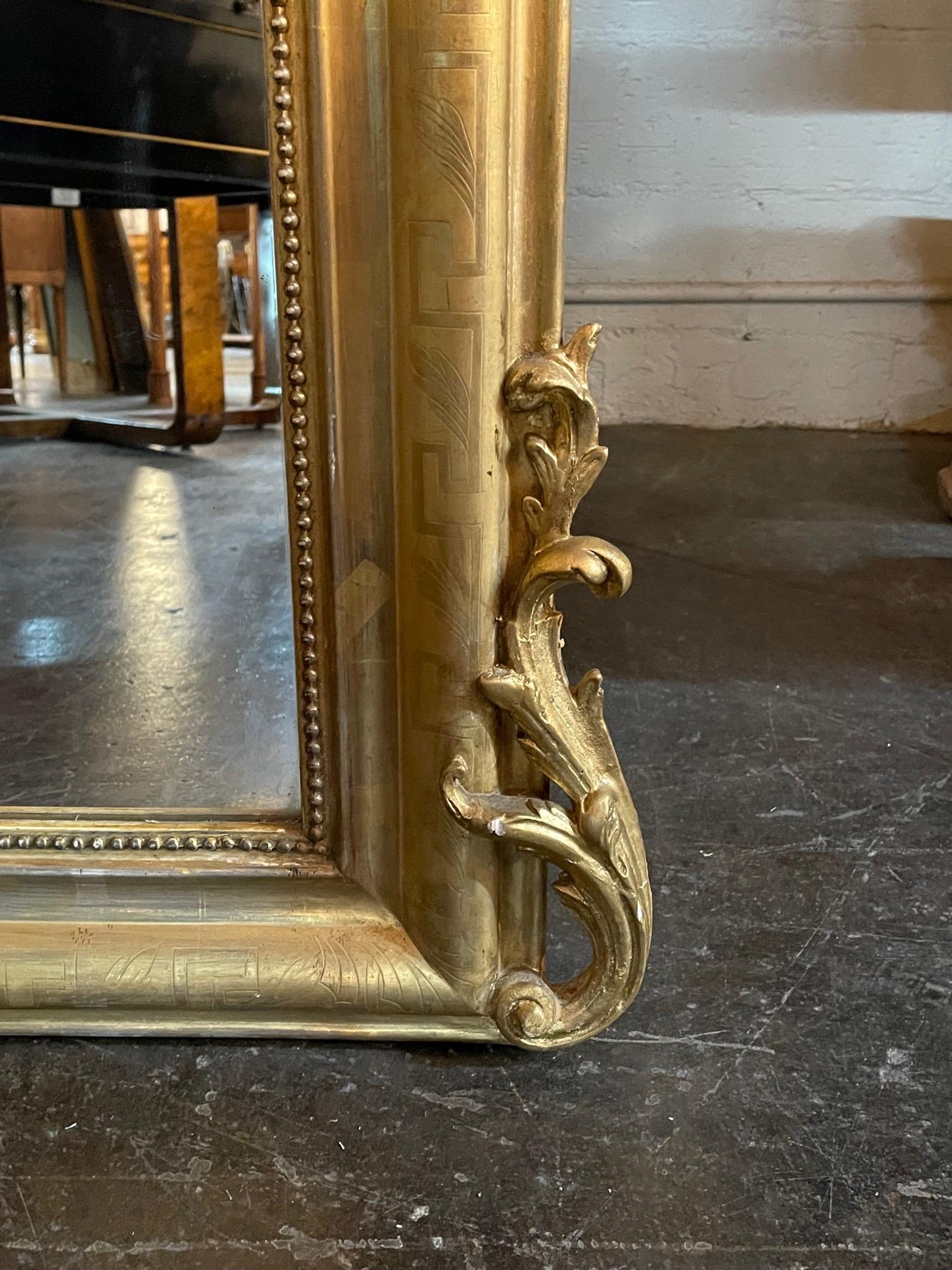 19th Century French Louis Philippe Giltwood Mirror with Crest 2