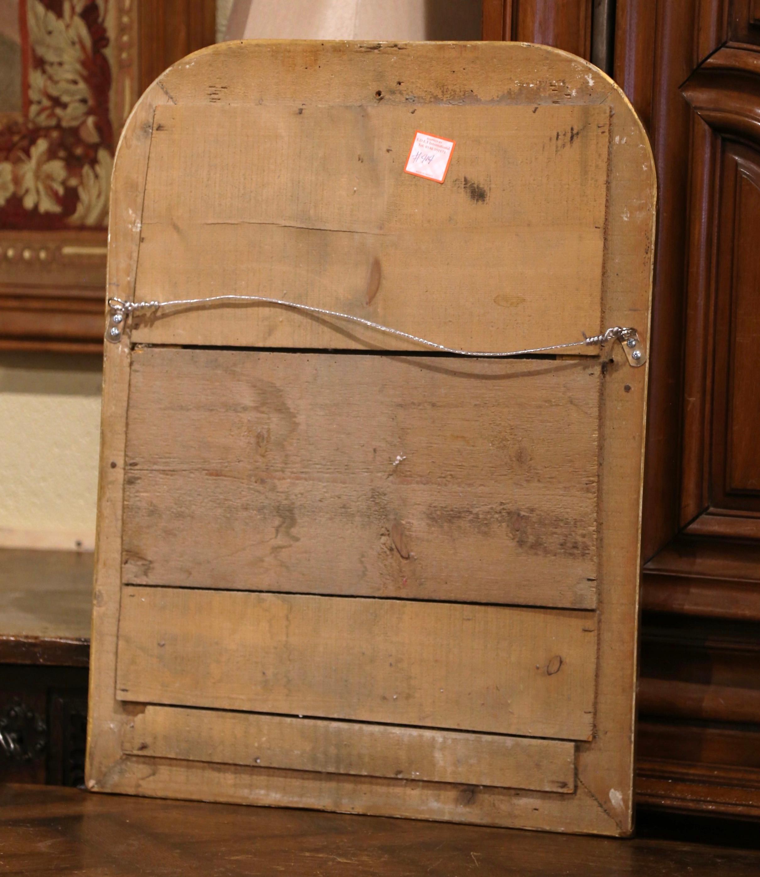 19th Century French Louis Philippe Giltwood Mirror with Engraved Floral Decor 1